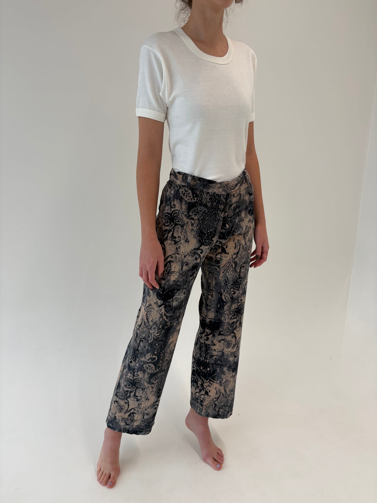Pantaloni premium din corduroy jeans blue și camel în croi drept
