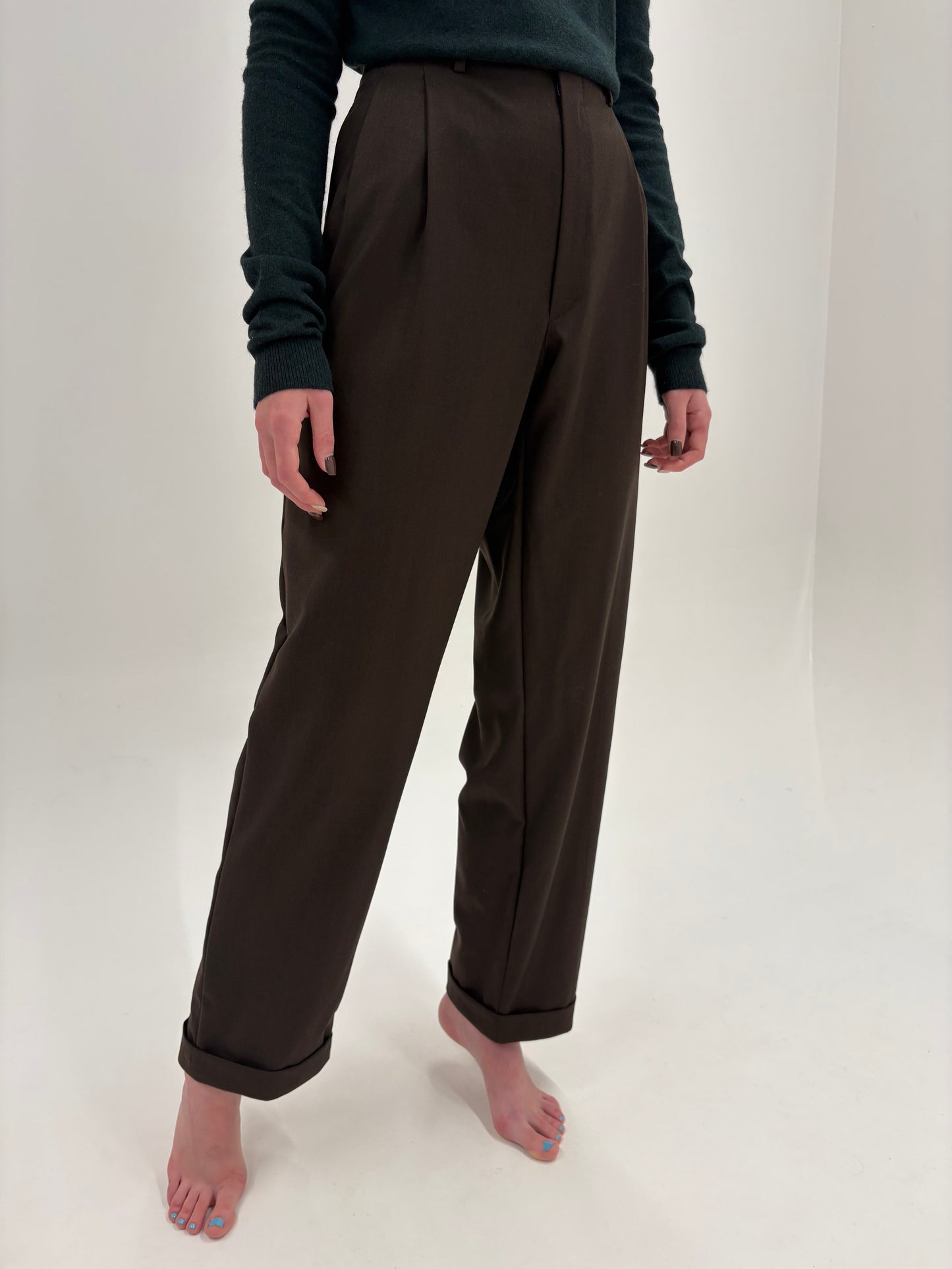 Pantaloni ultra luxury Canali tall din lana excepțională extrafina