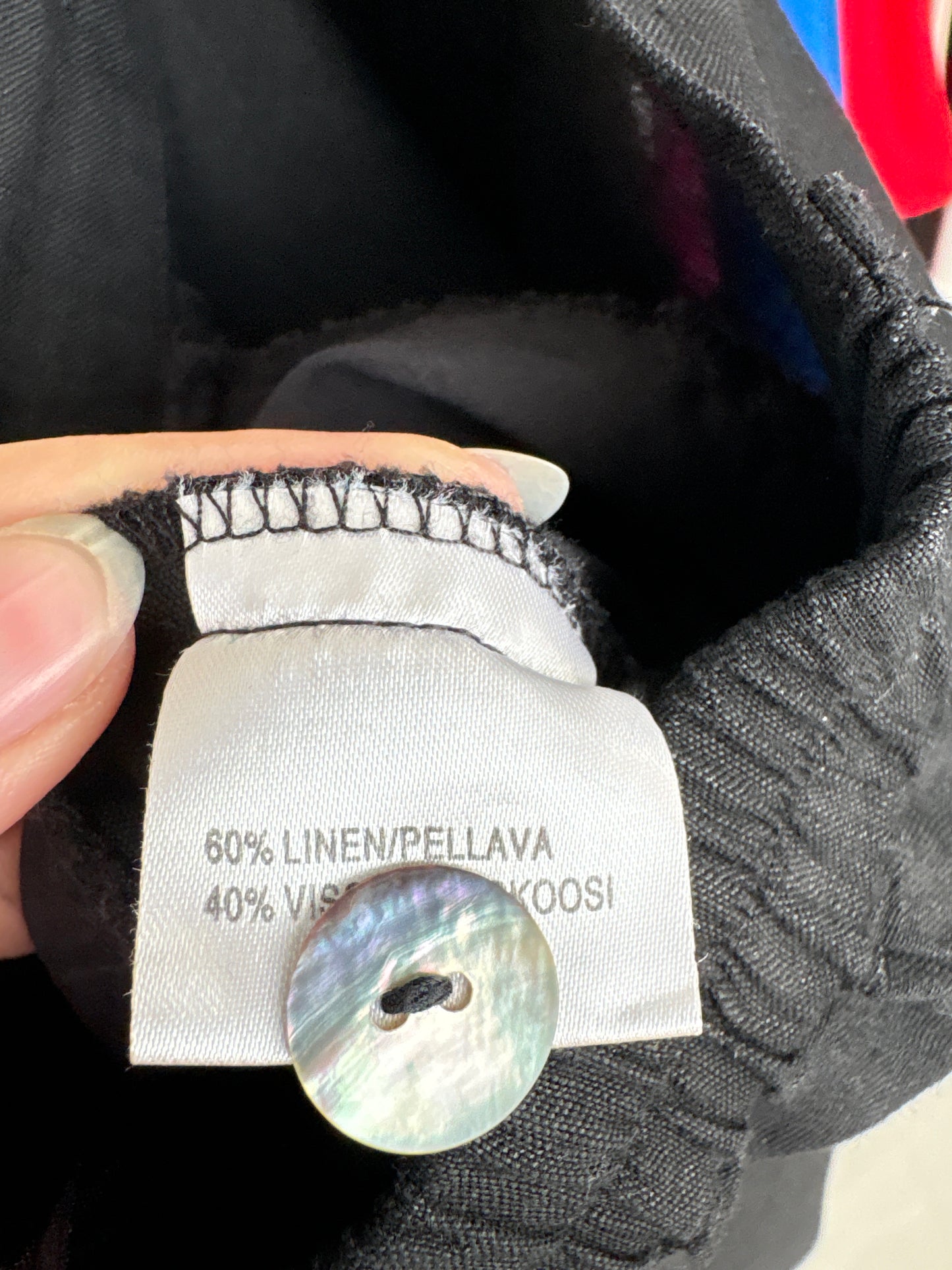 Pantaloni premium italienești negri din in cu vascoza și talie ultra înaltă