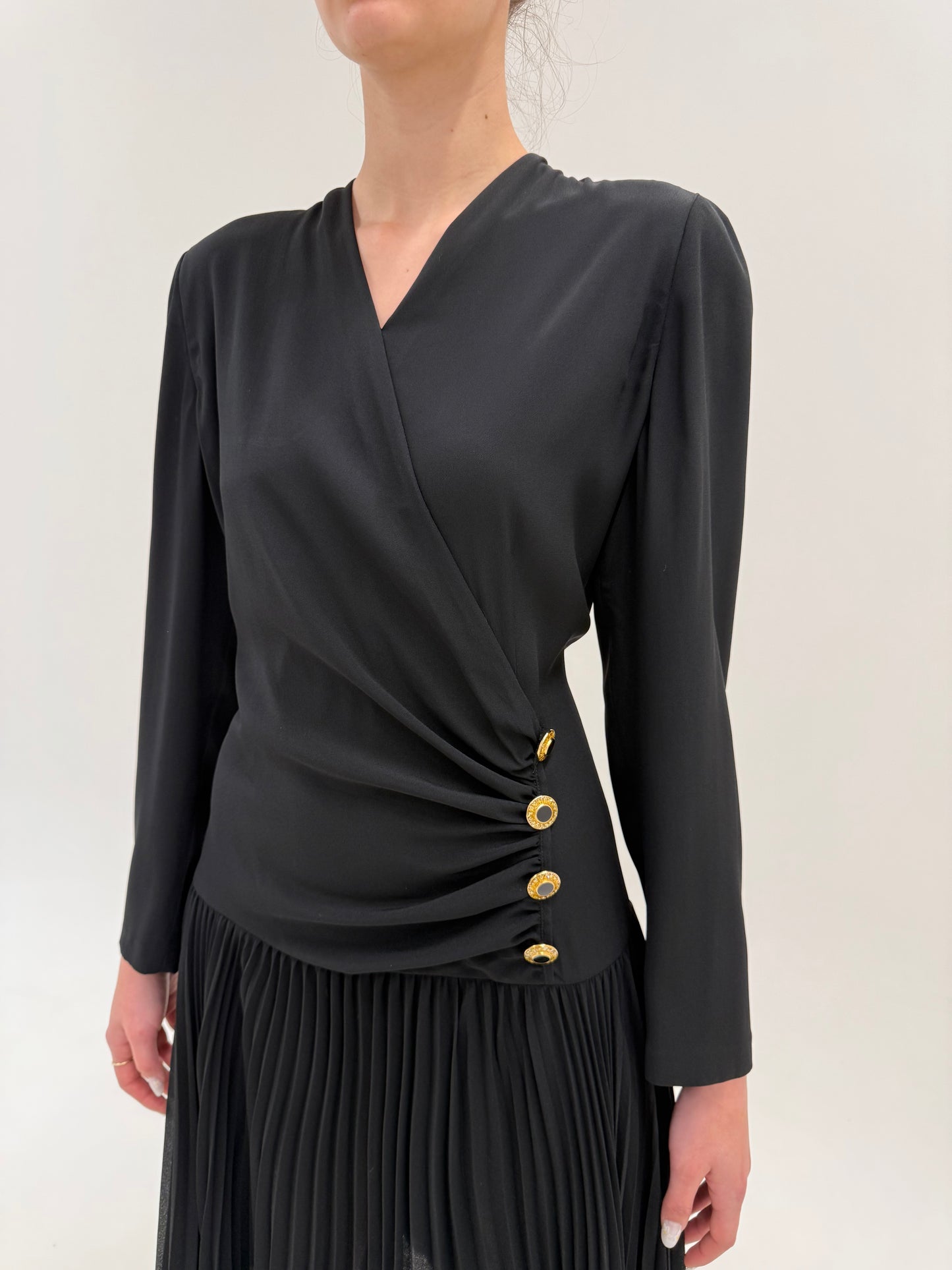 LBD vintage din mix de mătase naturală Luisa Spagnoli în croi deosebit