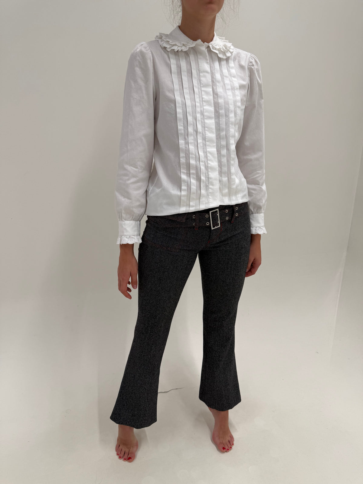 Pantaloni Versace evazati Y2K vintage super reveniți în trend din lana extrafina