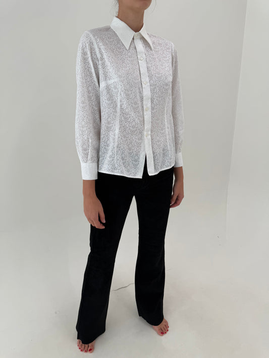 Pantaloni tall din piele naturală întoarsă evazați în croi super revenit în trend