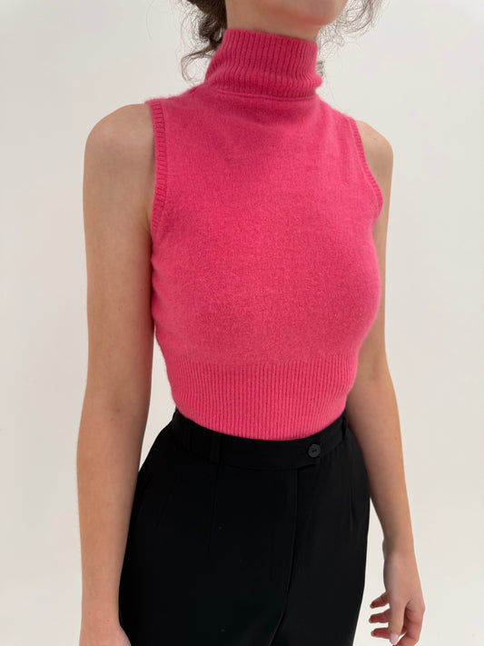 Maleta cambrata Barbie pink din cașmir