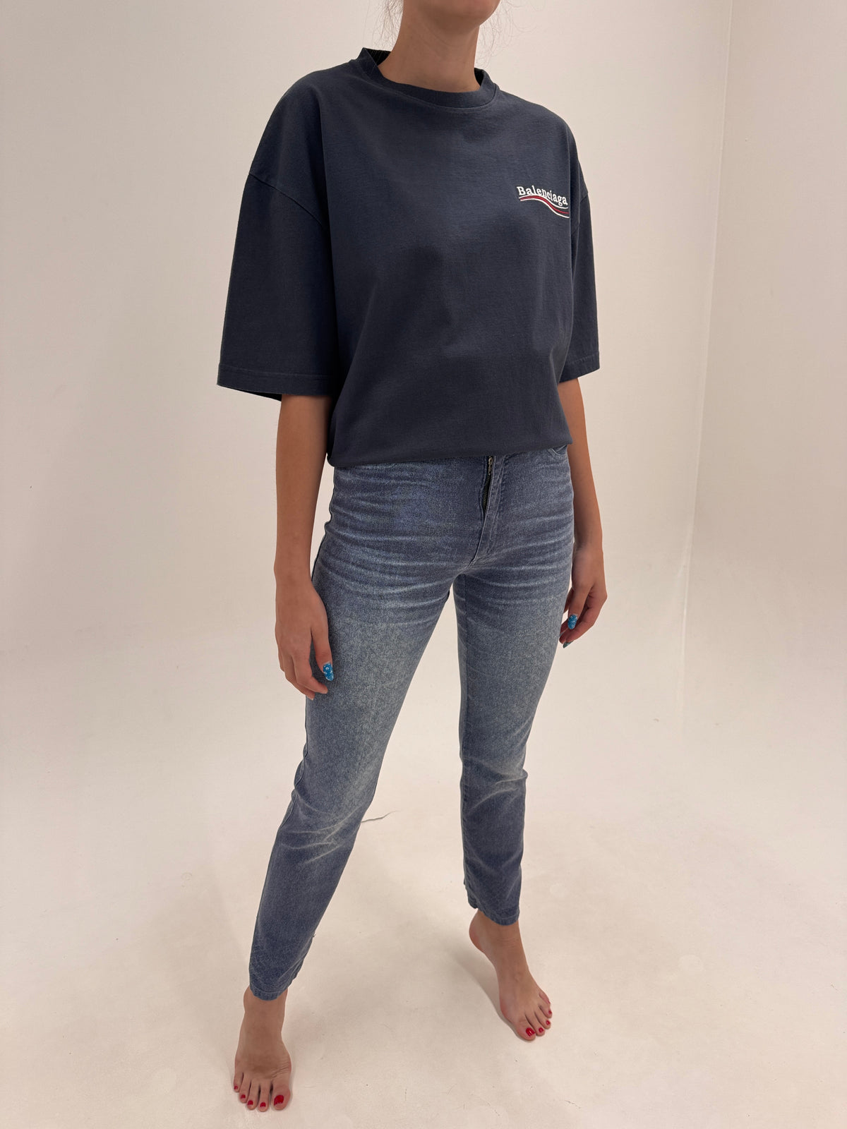 Jeans iconic Roberto Cavalli cu animal print discret snake specific brandului