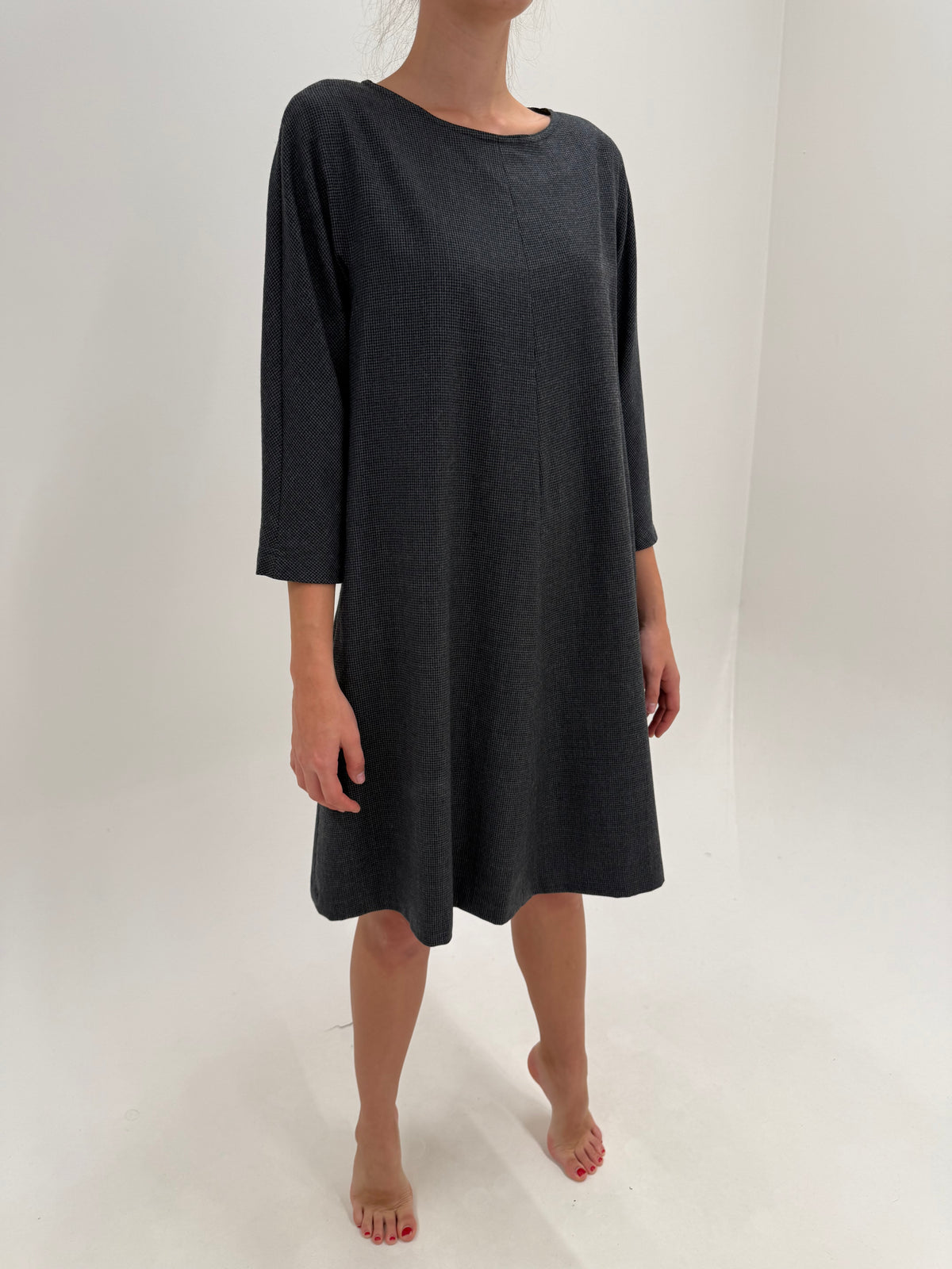 Rochie Max Mara pied de coq din stofă moale excepțională în croi lejer A-line