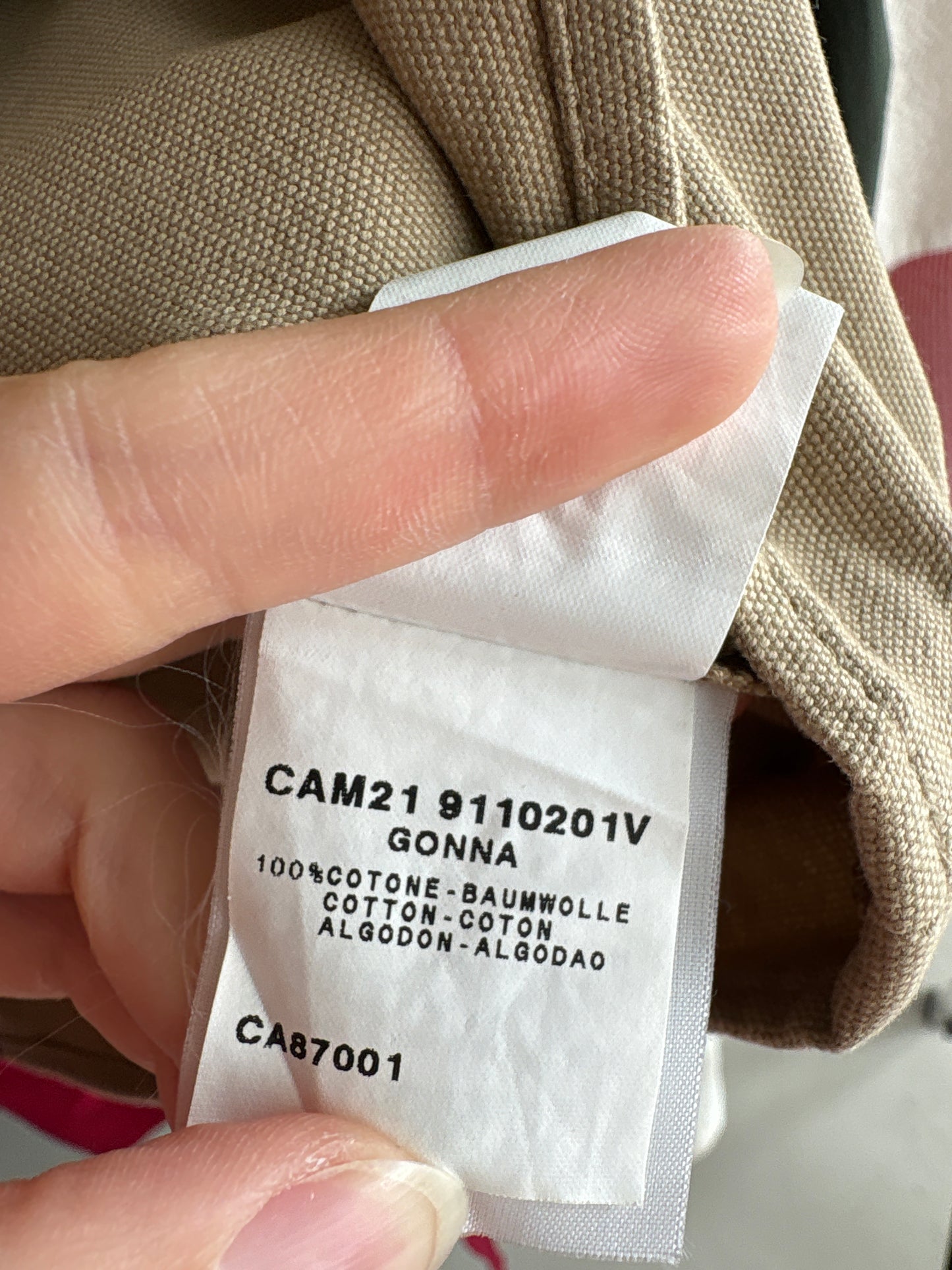 Fustă camel Max Mara din canvas de bumbac cu print în dungi extrem de chic