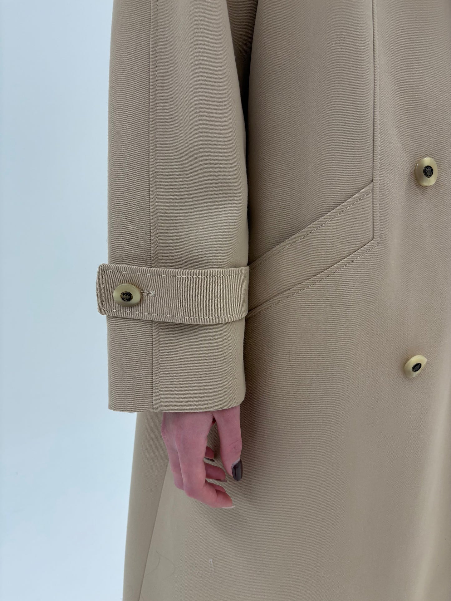 Palton old vintage anii 80 din twill excepțional de lana sand nude