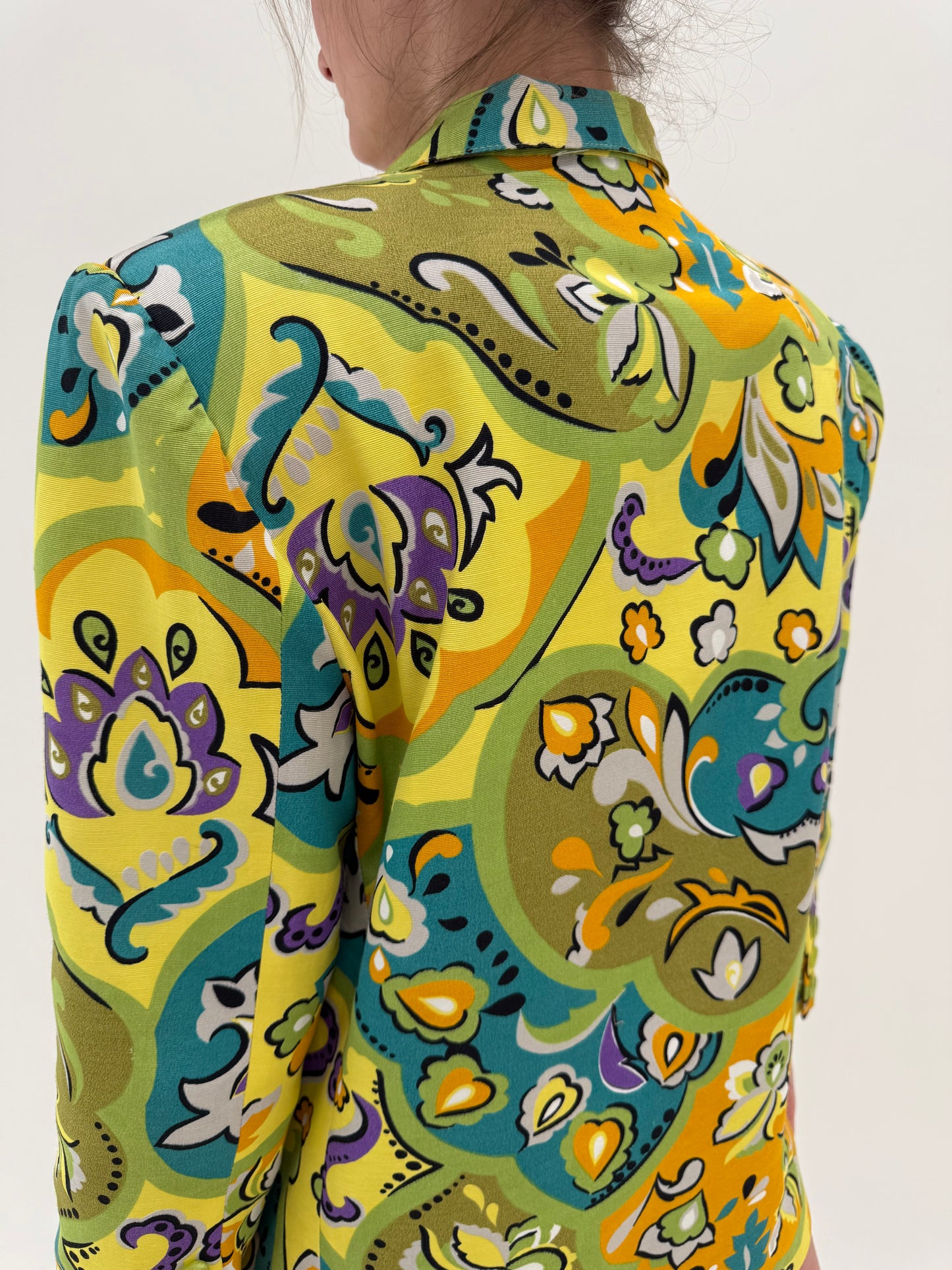 Sacou vintage de vară petite cu print superb din faille