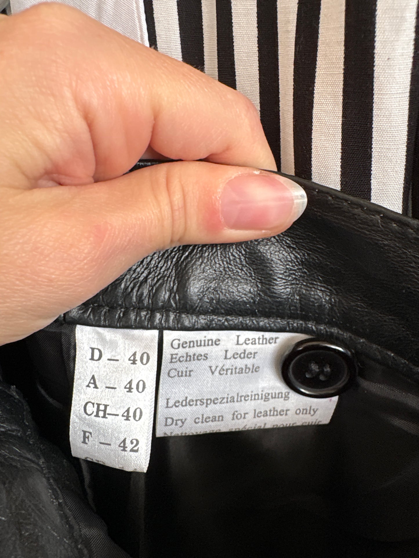 Pantaloni din piele naturală 3/4 cu talie ultra înaltă mom fit
