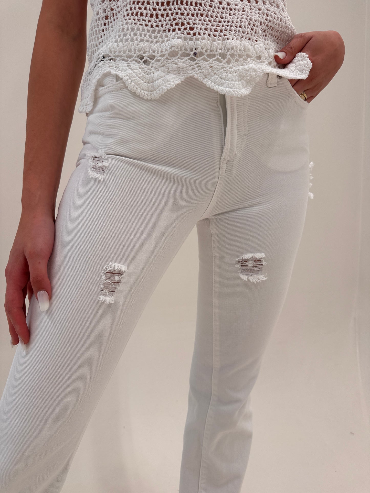 Jeans Dolce&Gabbana tall de vată în croi ușor evazat