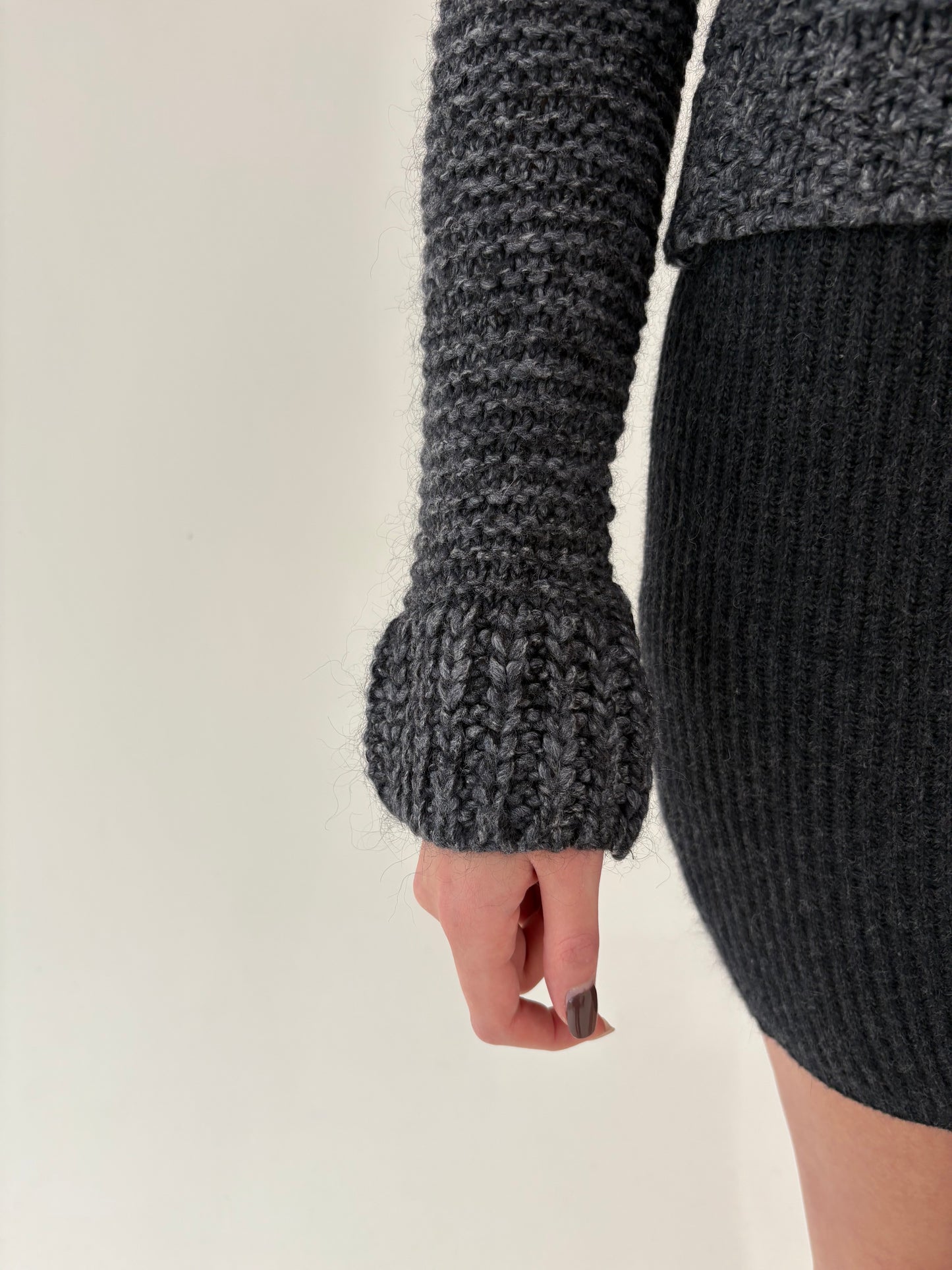 Jacheta Liu&Jo din tricot texturat de lana extrafina în stil biker