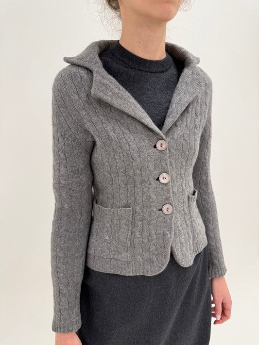 Sacou cambrat gros din cașmir high end multiply cu torsade