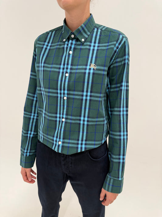Cămașa Burberry button down cu print specific brandului din bumbac