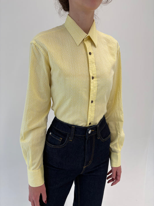 Cămașa vintage butter yellow din jacquard de bumbac excepțional
