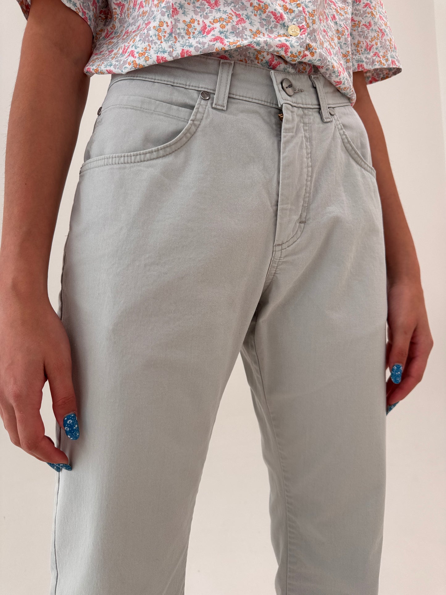 Pantaloni Joop de vară silver gray din bumbac premium modelator petite