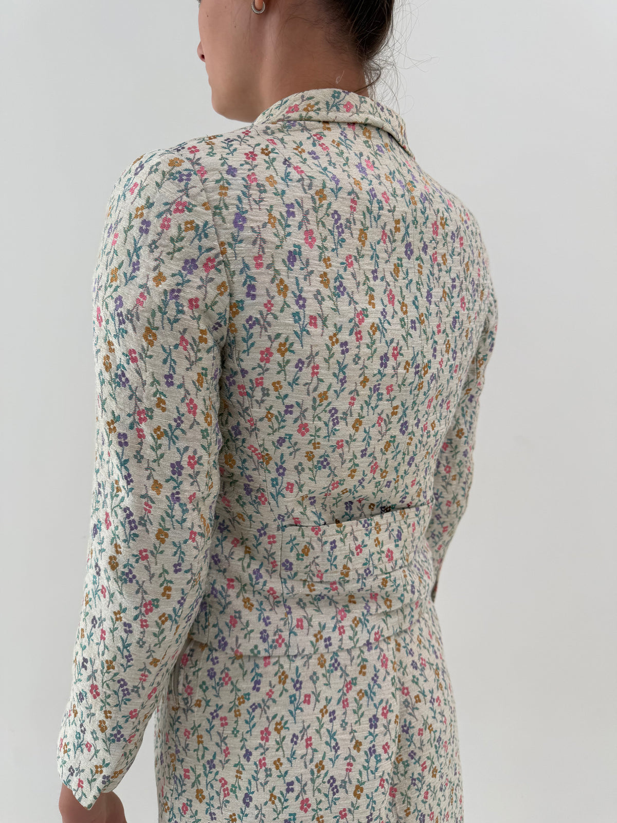 Costum old vintage anii 60 italian de colecție din brocart de lana extrafina și mătase naturală