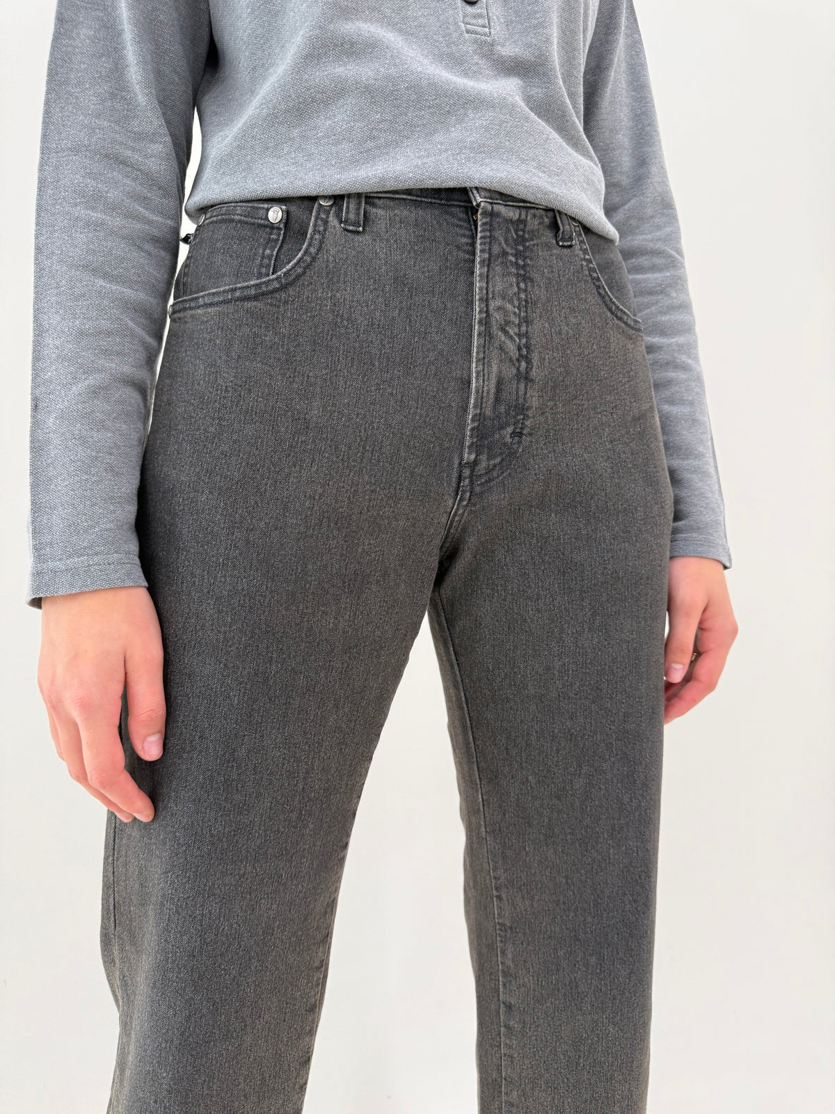 Jeans Trussardi straight leg dark wash din bumbac gros modelator