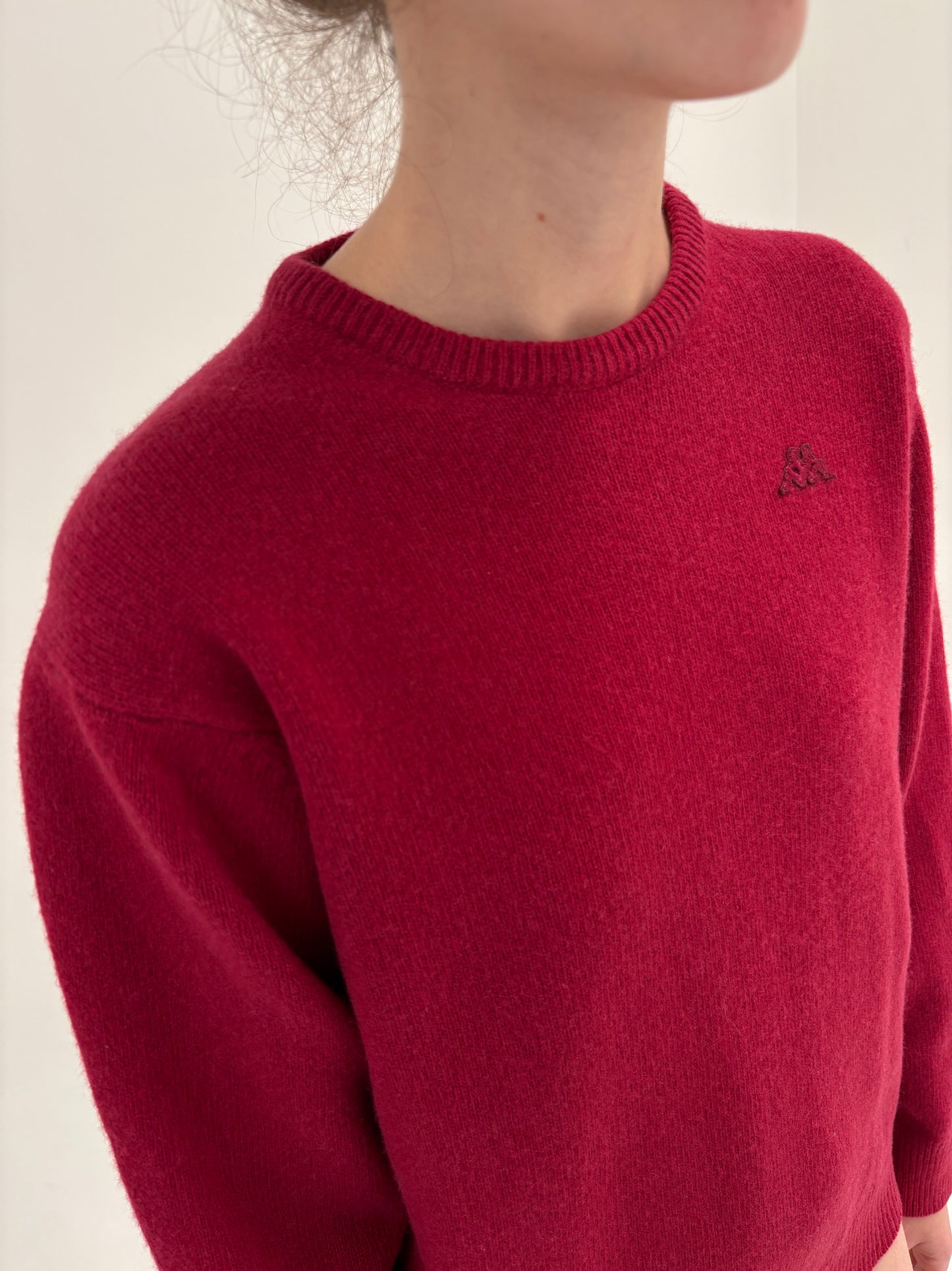 Pulover italian rasberry red din lana extrafina de gramaj mare