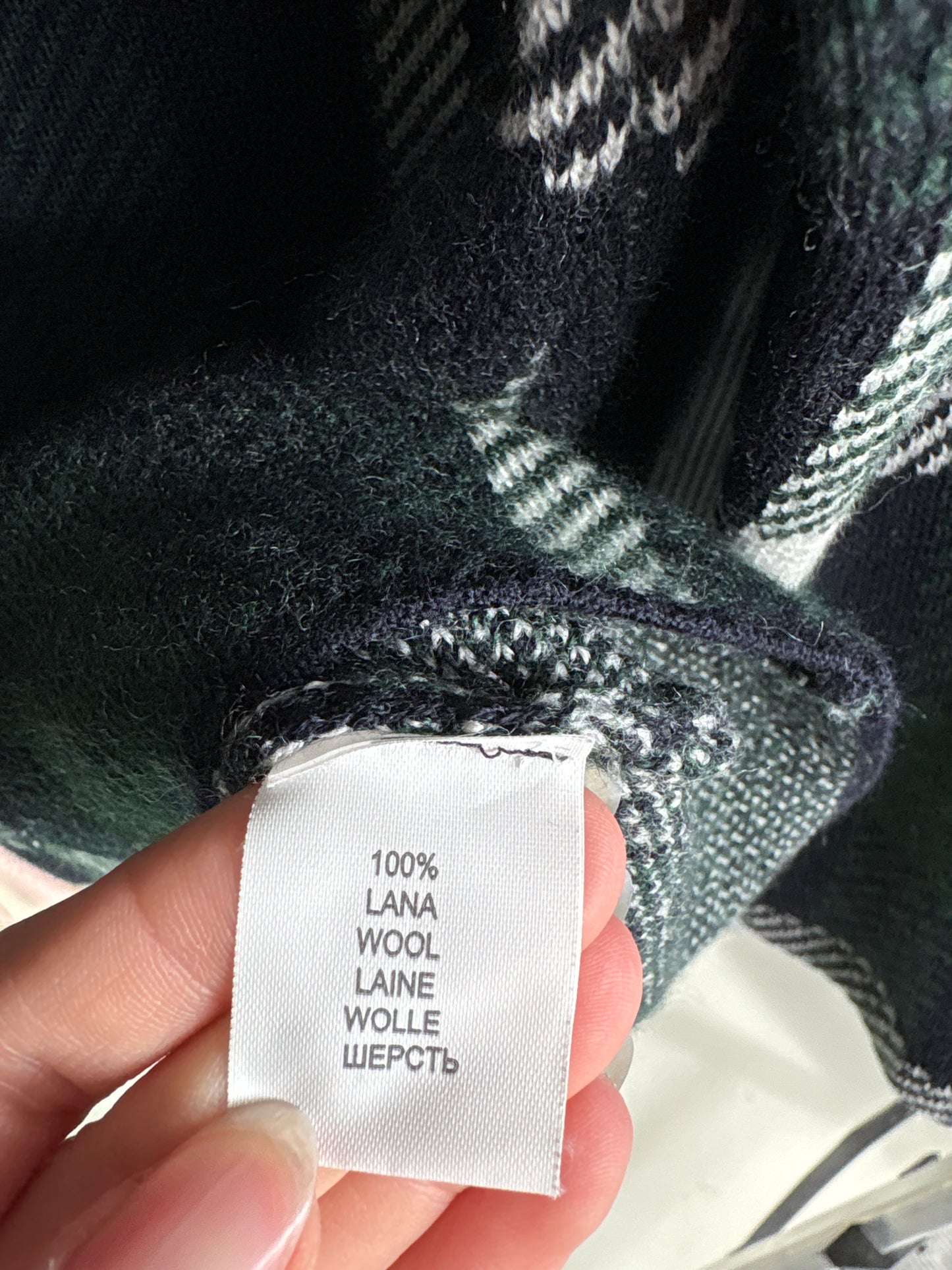 Sacou în carouri din jerse dens de lana merino extrafina petite