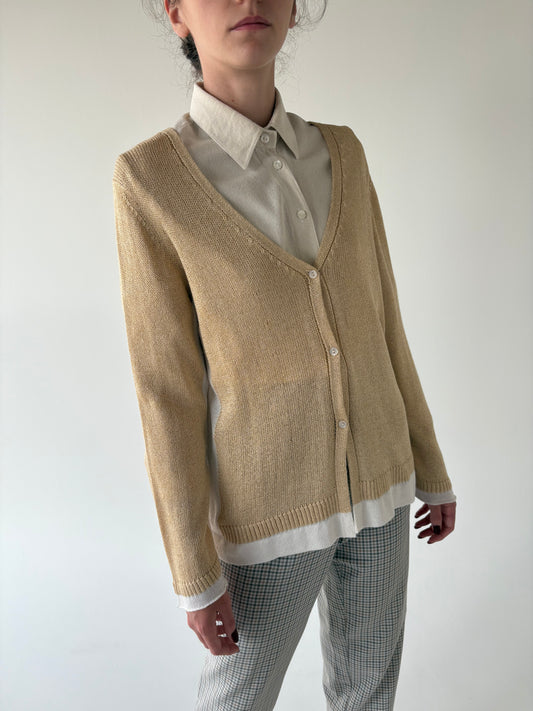 Cardigan italian camel din jerse excepțional de brand luxury