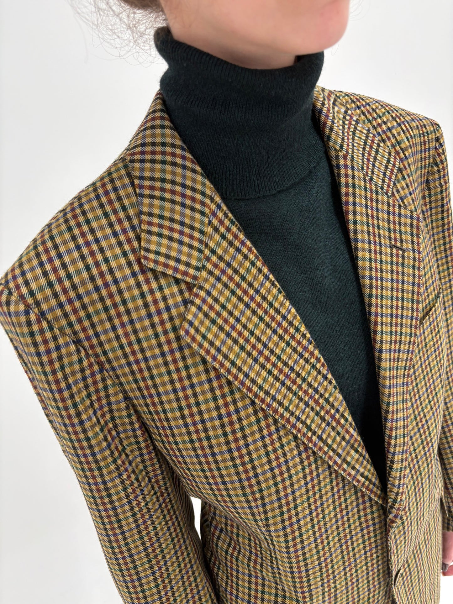 Sacou couture camel italian din stofă 100% cașmir în carouri