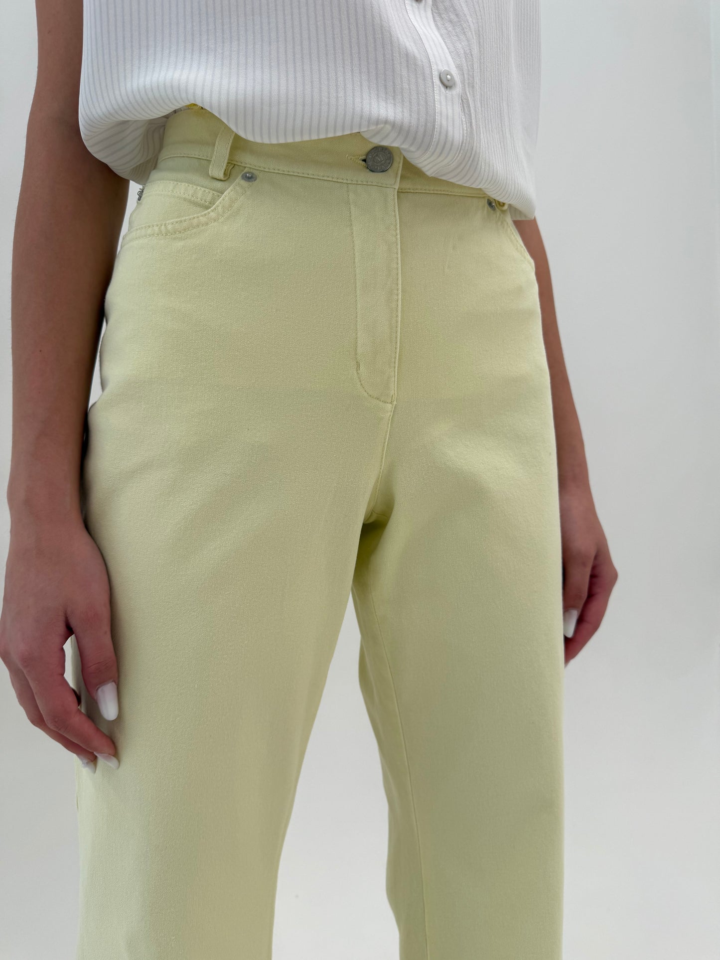Pantaloni luxury Madeleine vanilla yellow ultra confort tall modeltori