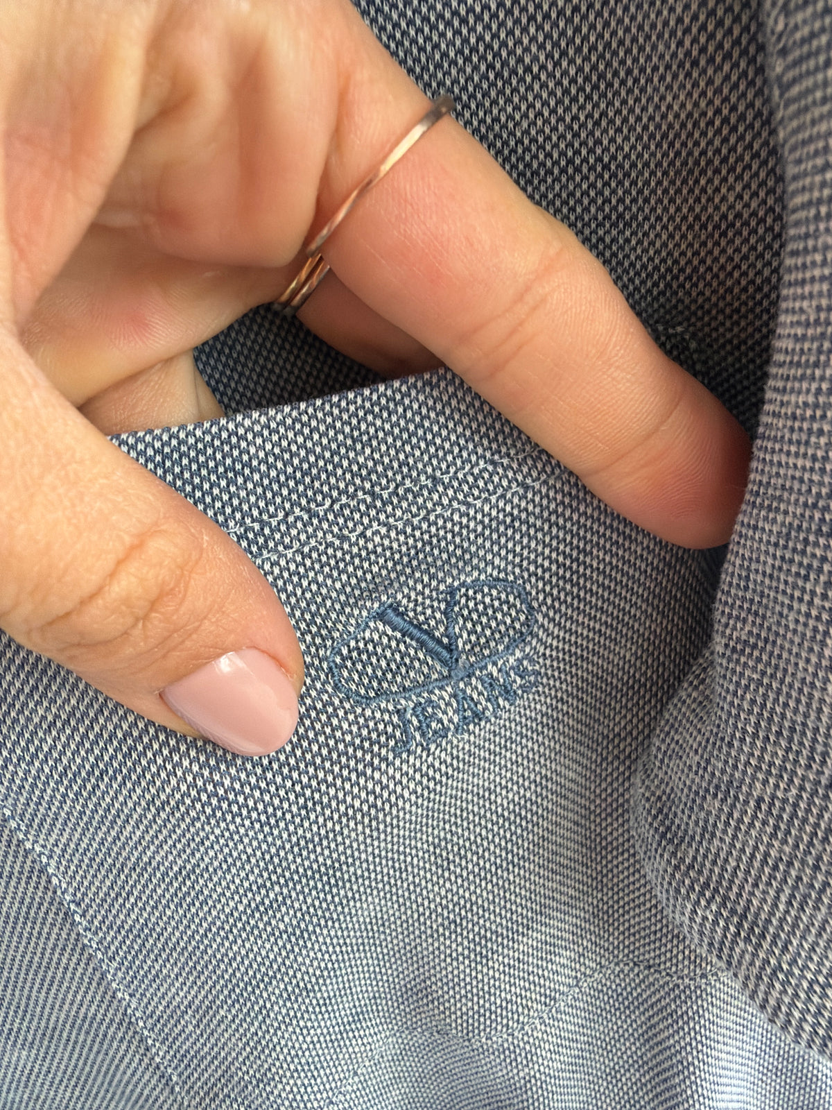 Tricou Valentino polo jeans blue din bumvca excepțional pique