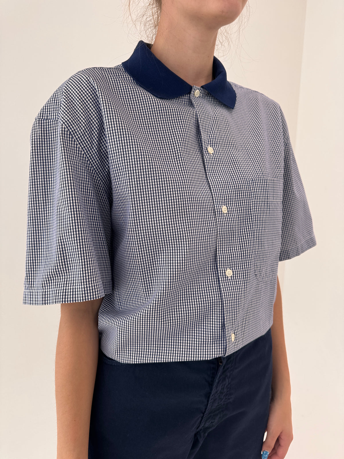 Cămașa luxury Cacharel cu influențe casual gingham din poplin excepțional