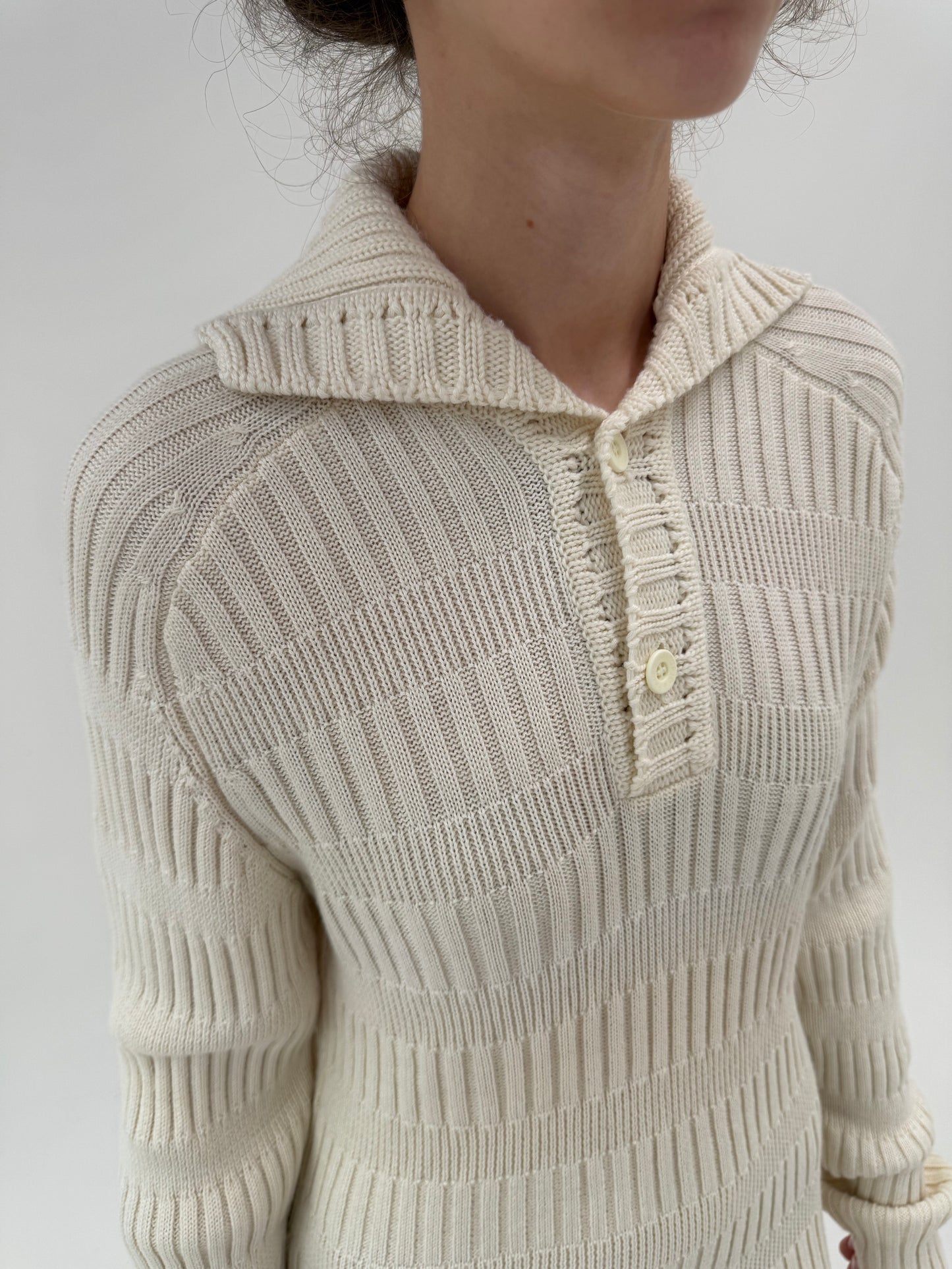 Pulover cu guler high end italian din lana merino extrafina de gramaj mare