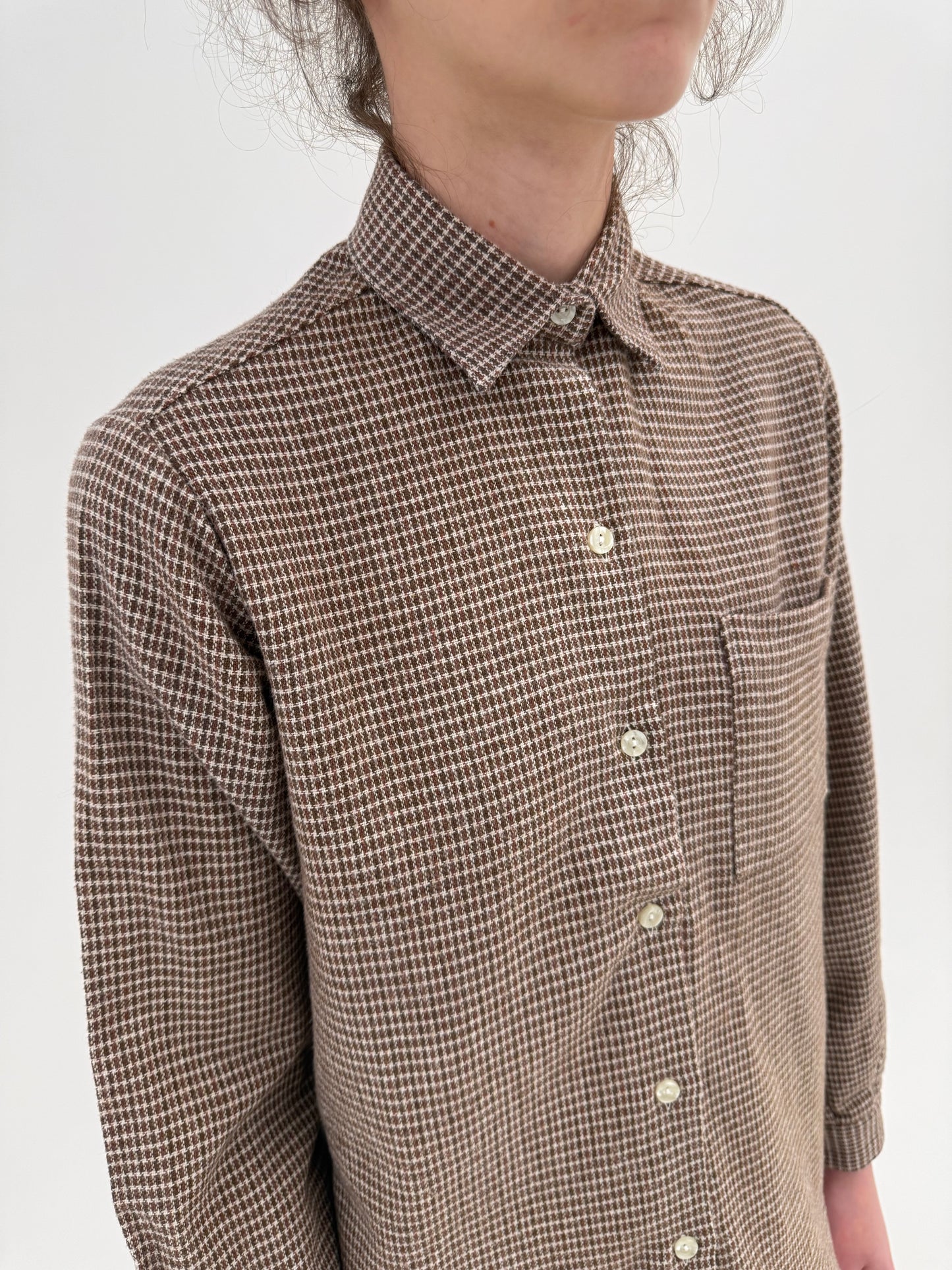 Cămașa / overshirt italian gros camel din tweed de lana
