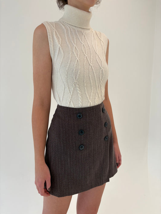 Fustă mini taupe brown din stofita