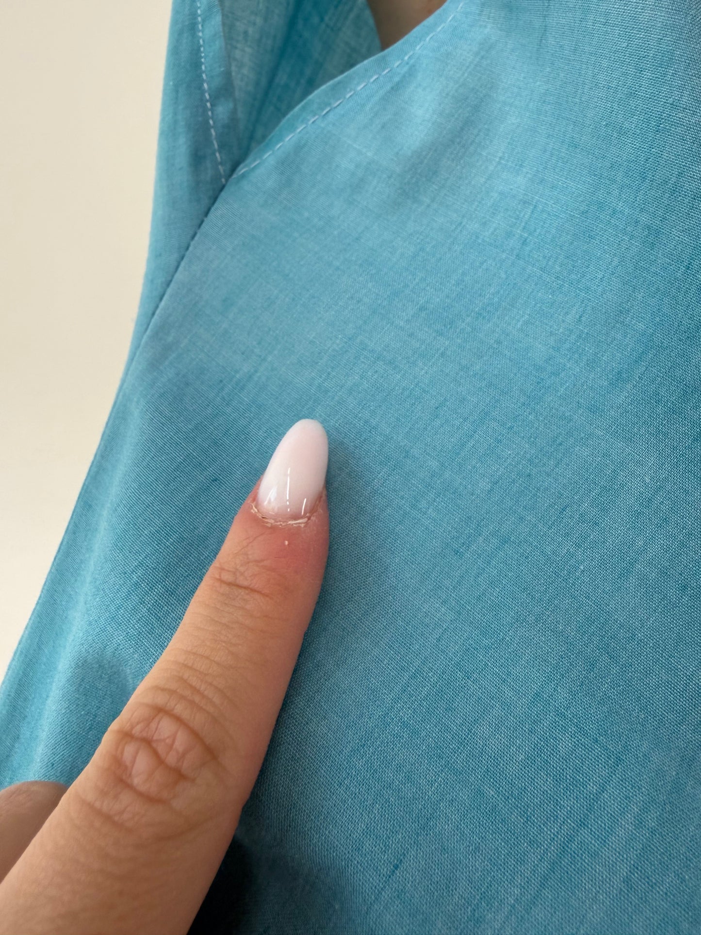 Rochie vintage excepțională albastru ciel din pânză de bumbac cu talie ultra marcată