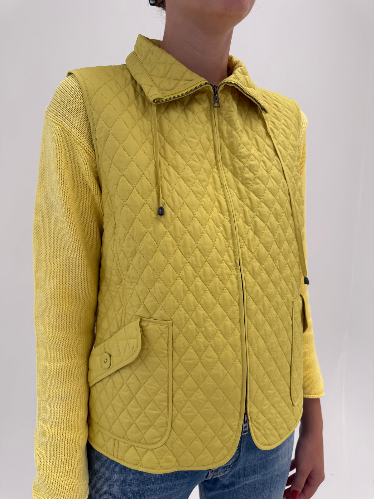 Vestă Max Mara lime yellow soft padded matlasata cu influențe casual