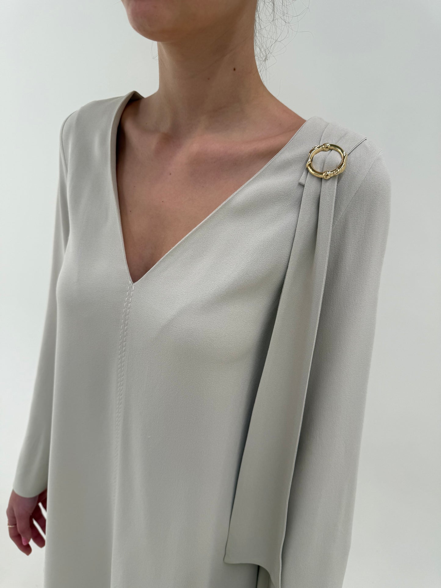 Rochie nouă luxury Trussardi de la business la cocktail silver gray