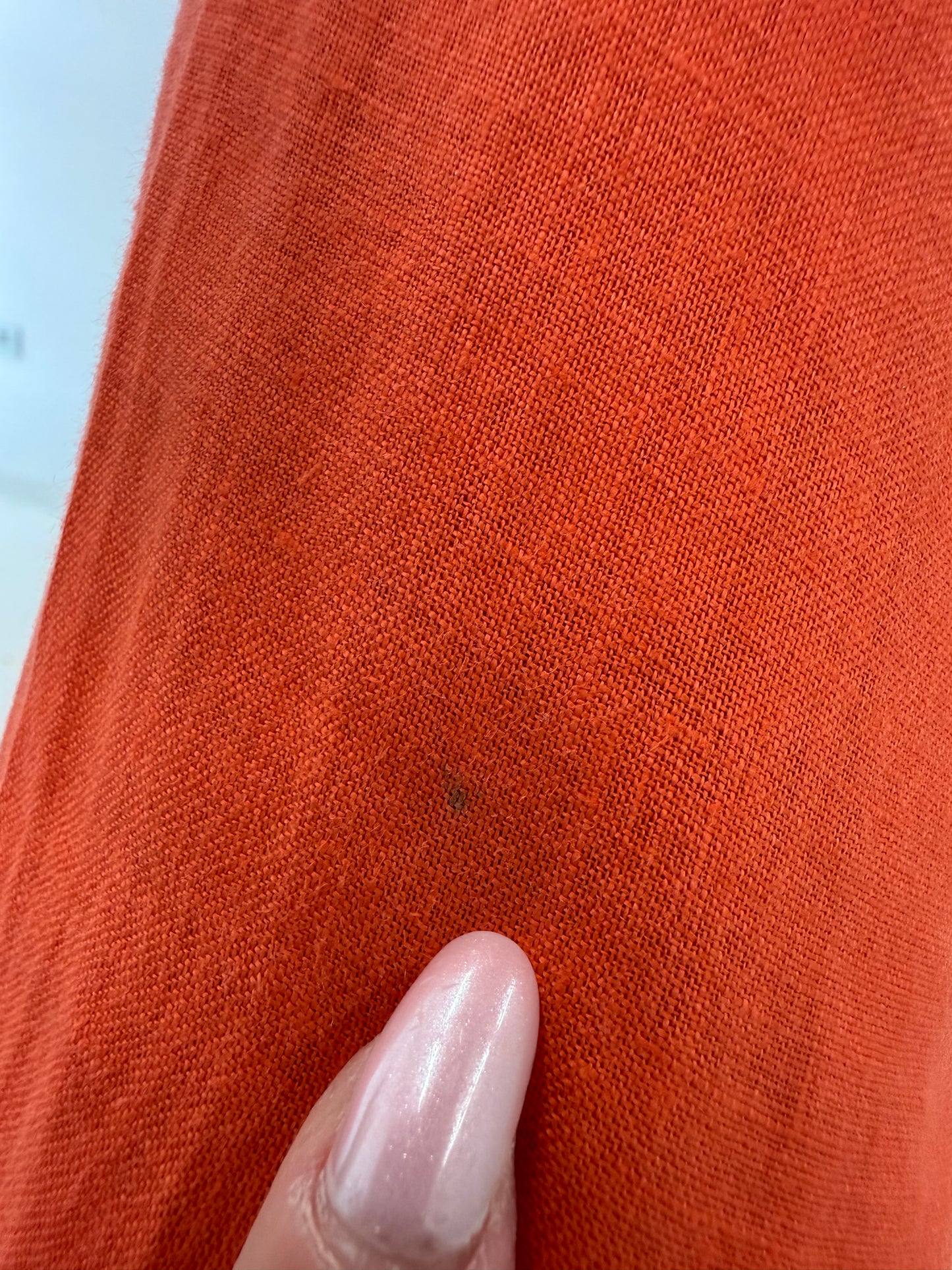 Cămașa italiana din in pumpkin orange cu aplicații manuale