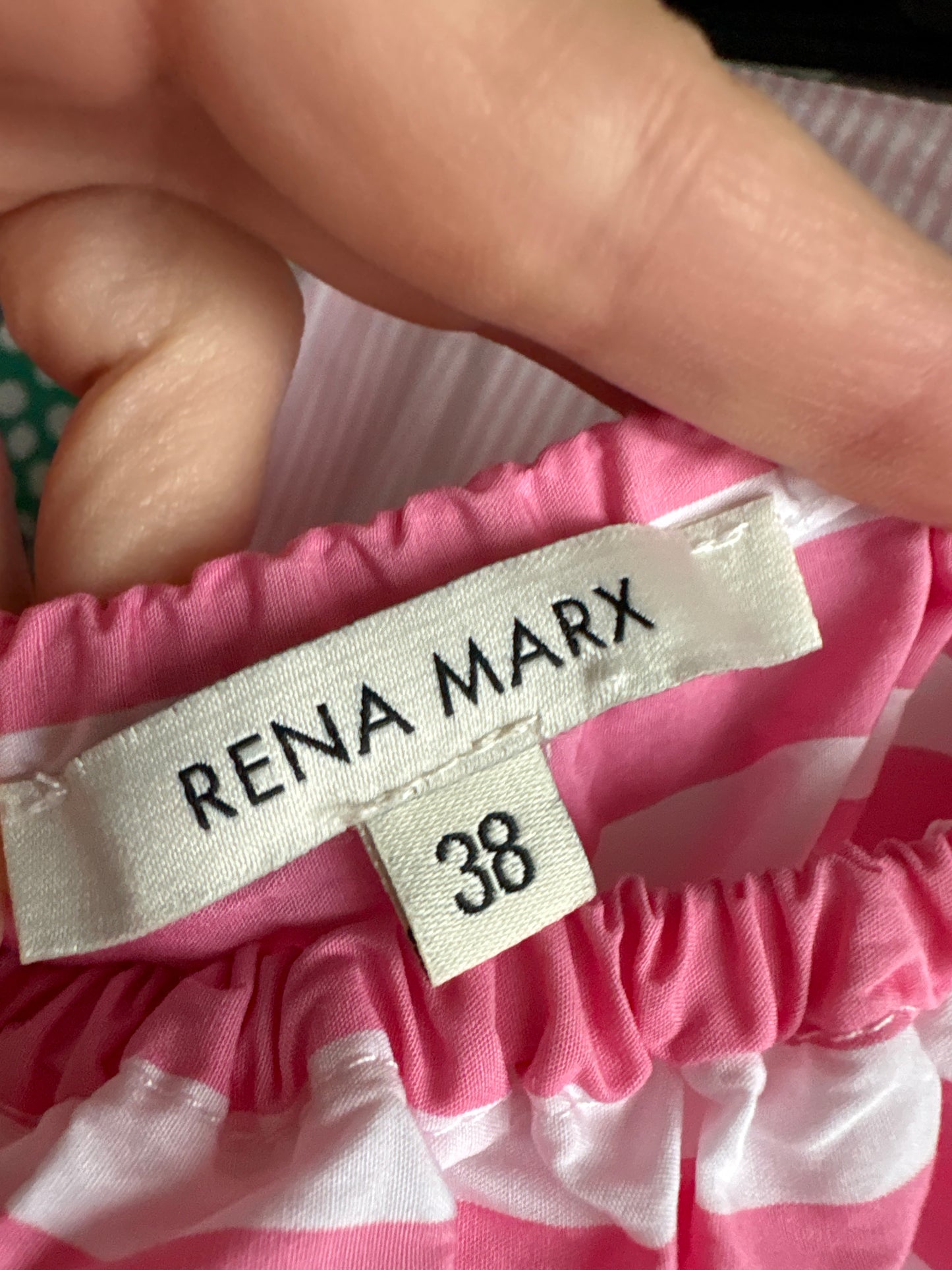 Top de brand premium cu decolteu bărcuță elastic din panzica de bumbac cu dungi roz