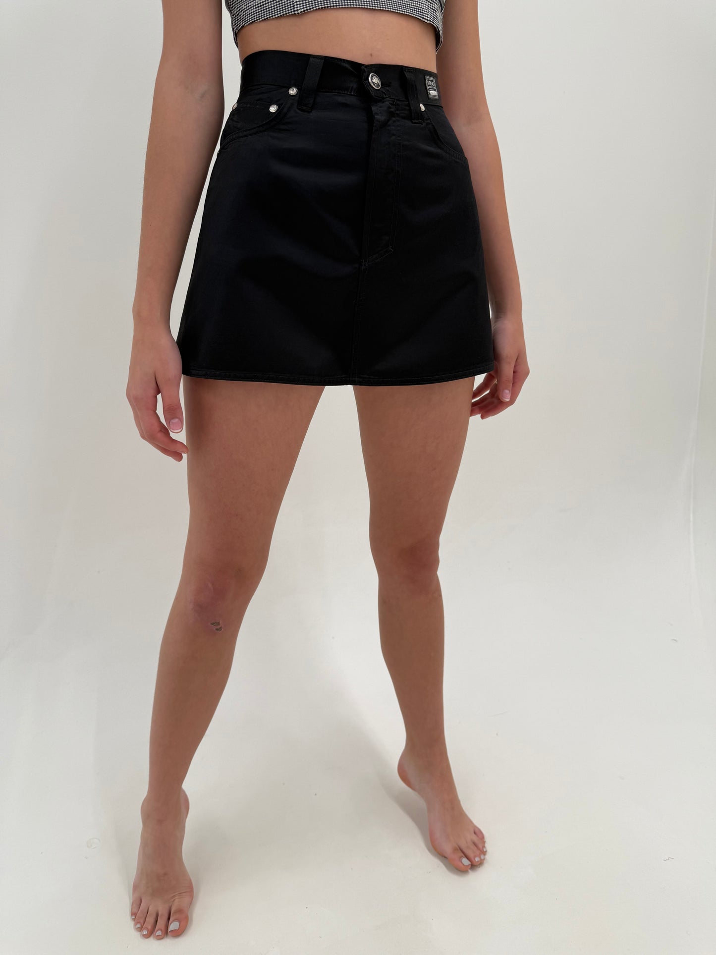 Fustă mini Versace vintage cu talie ultra înaltă marcată