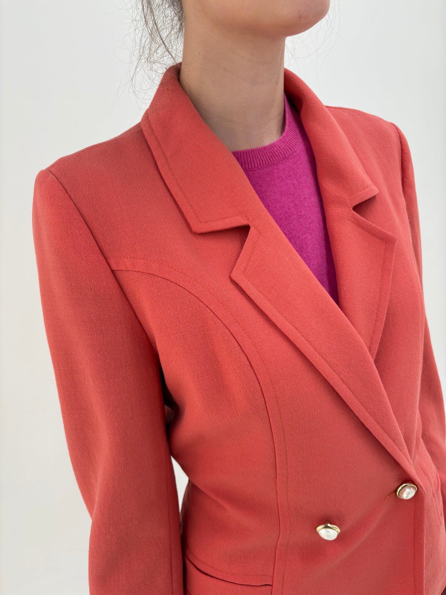 Deux piece vintage italian salmon Pink din lanita extrafina