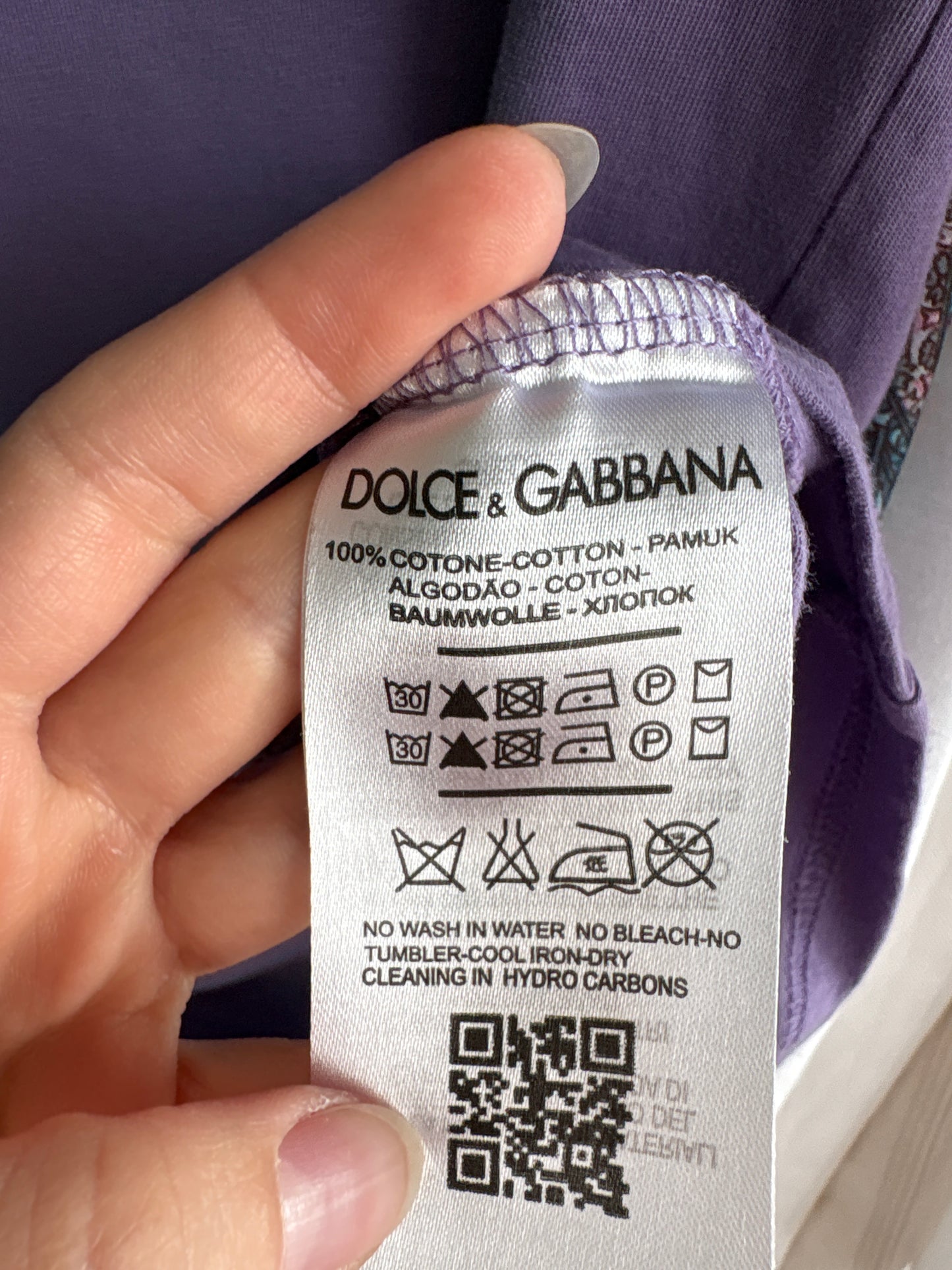 Top Dolce&Gabbana lavender din bumbac de gramaj mare cu logoul discret embosat