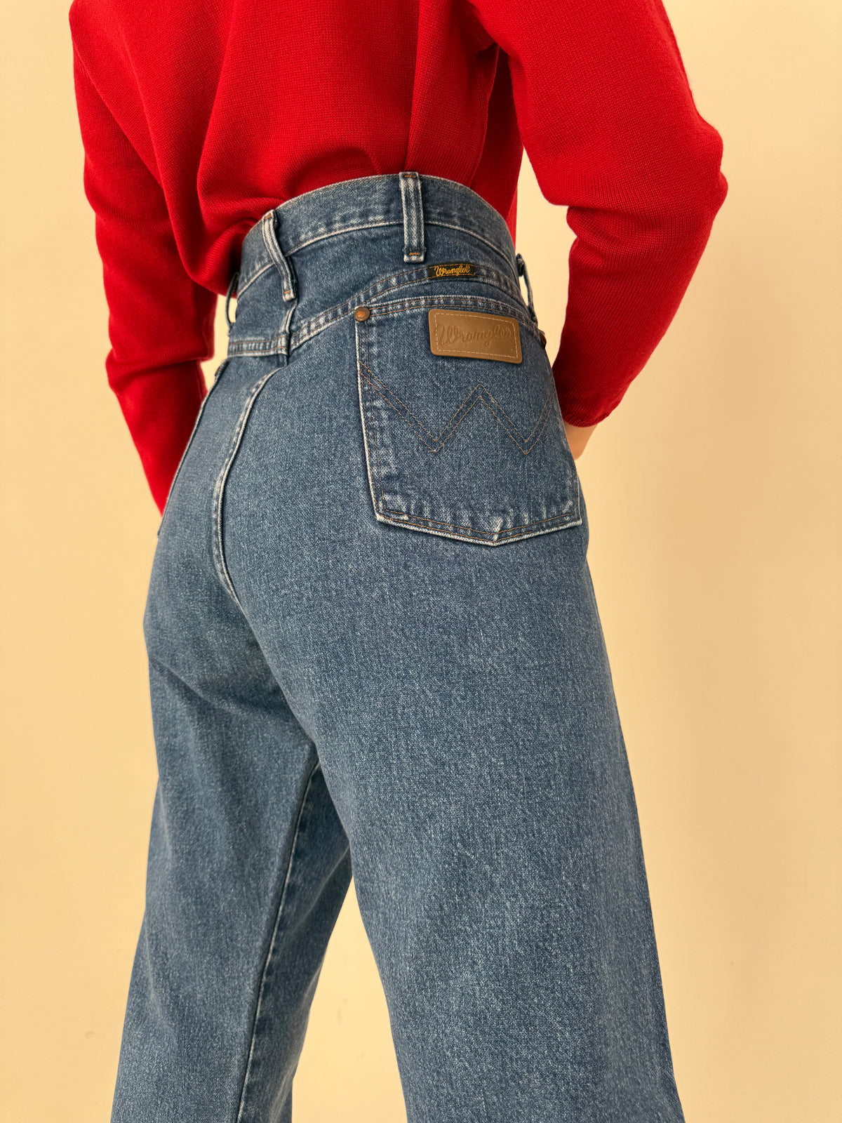 Jeans vintage premium tall classic wash and fit din bumbac gros cu talie ultra înaltă
