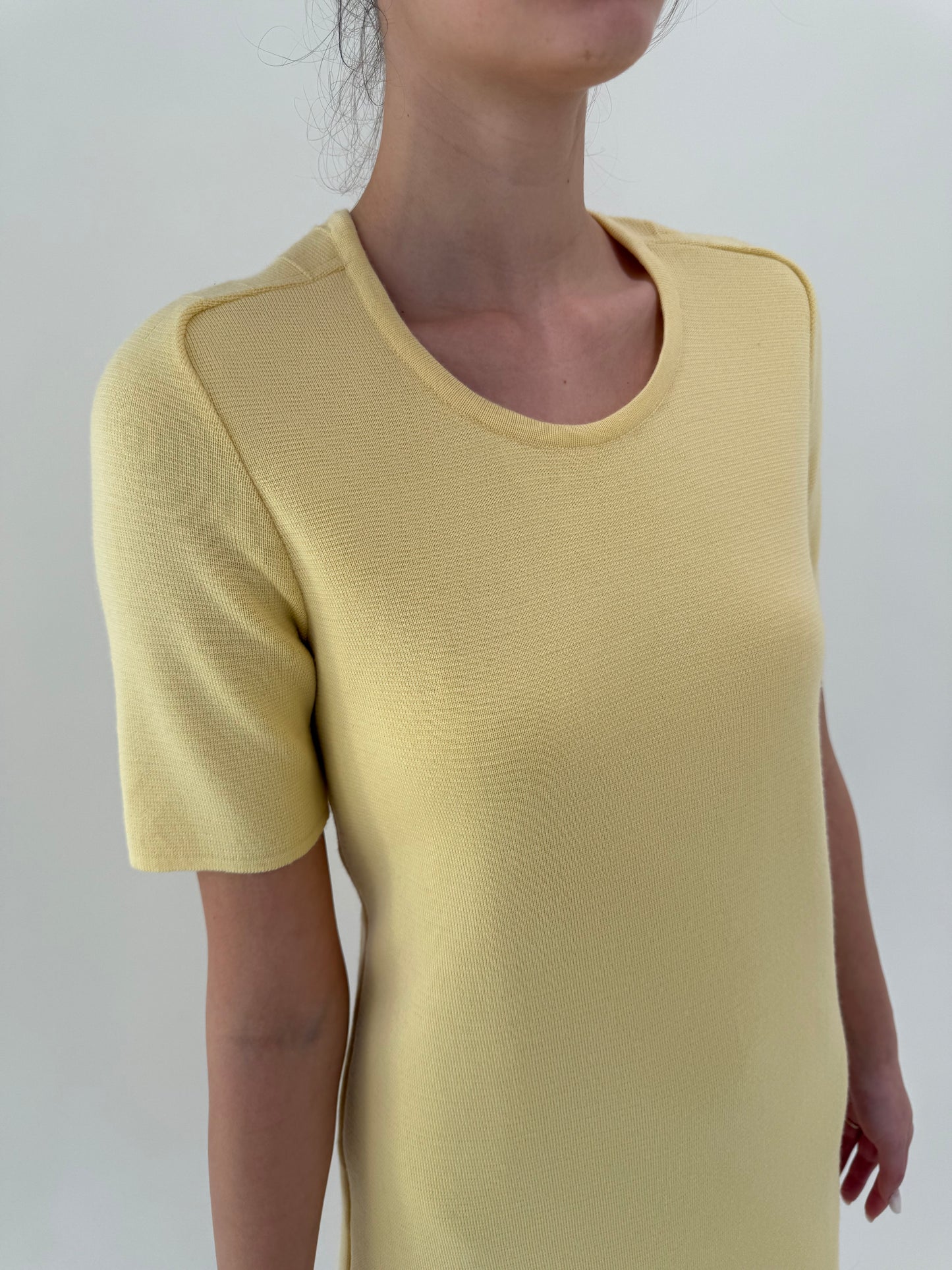 Set butter yellow din primăvară din jerse subțire de lana merino și extrafina