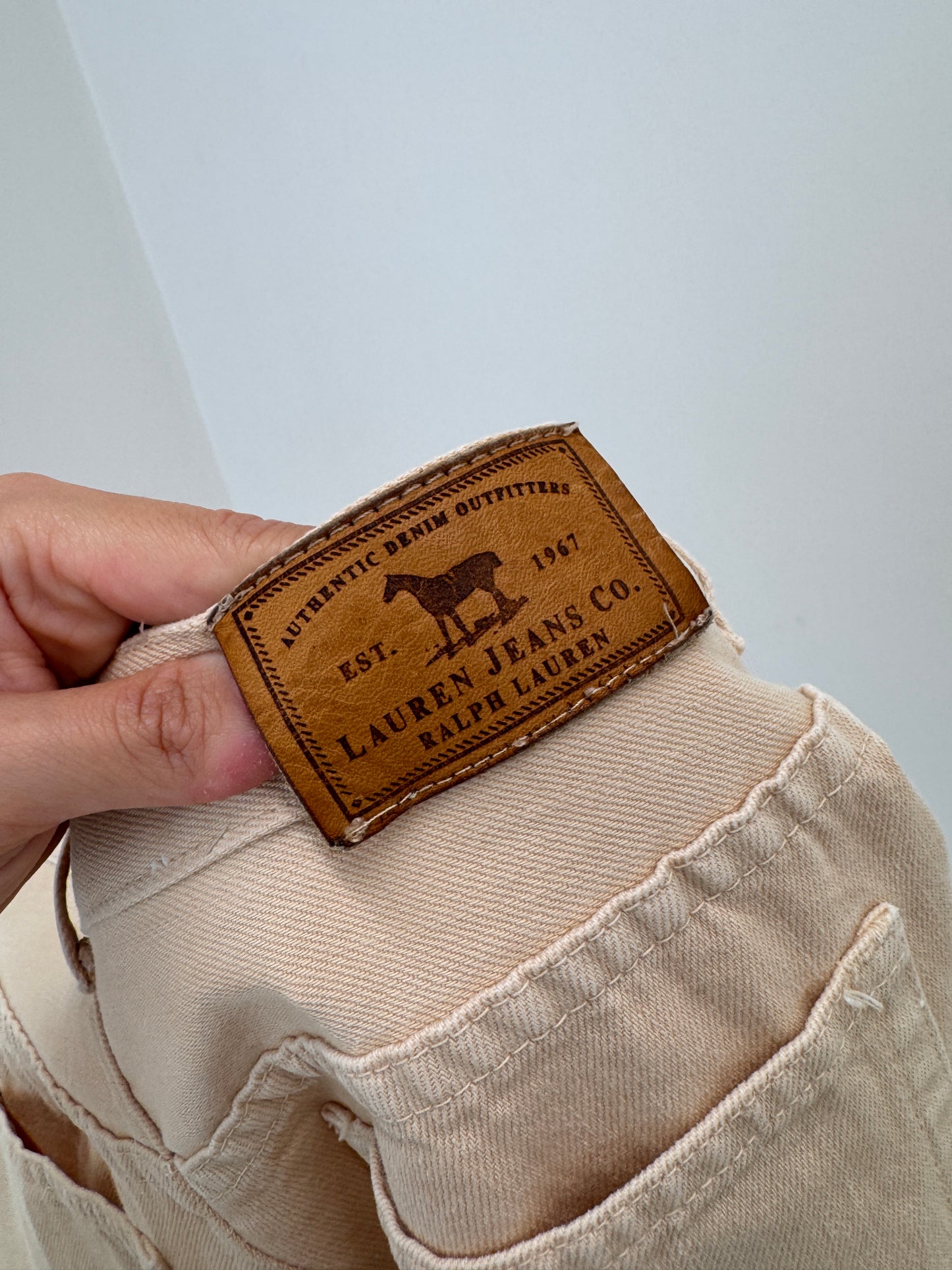 Jeans Ralph Lauren camel de vară cu dantelă macrame petite în croi evazat
