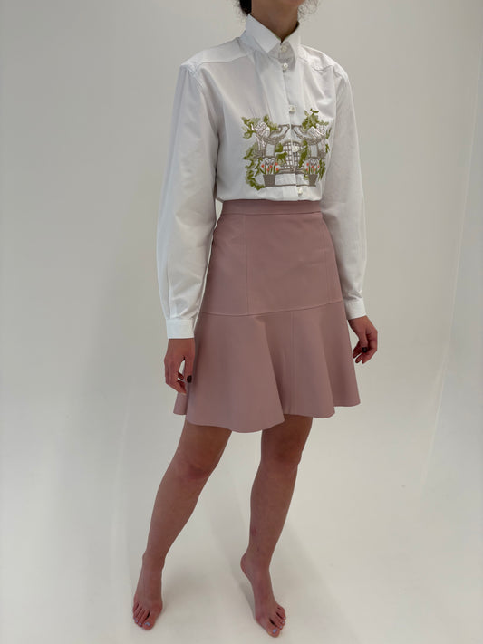 Fustă powder Pink din piele naturală extrem de moale