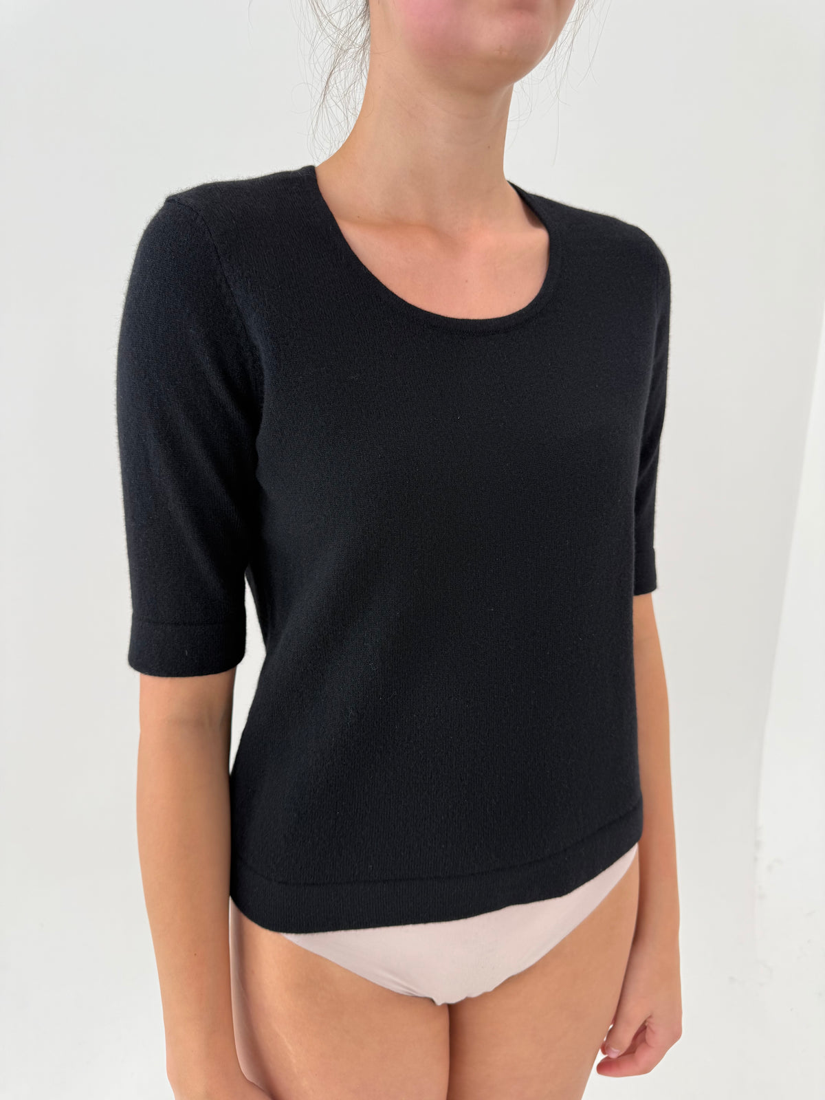 Top negru Ralph Lauren din cașmir crew neck
