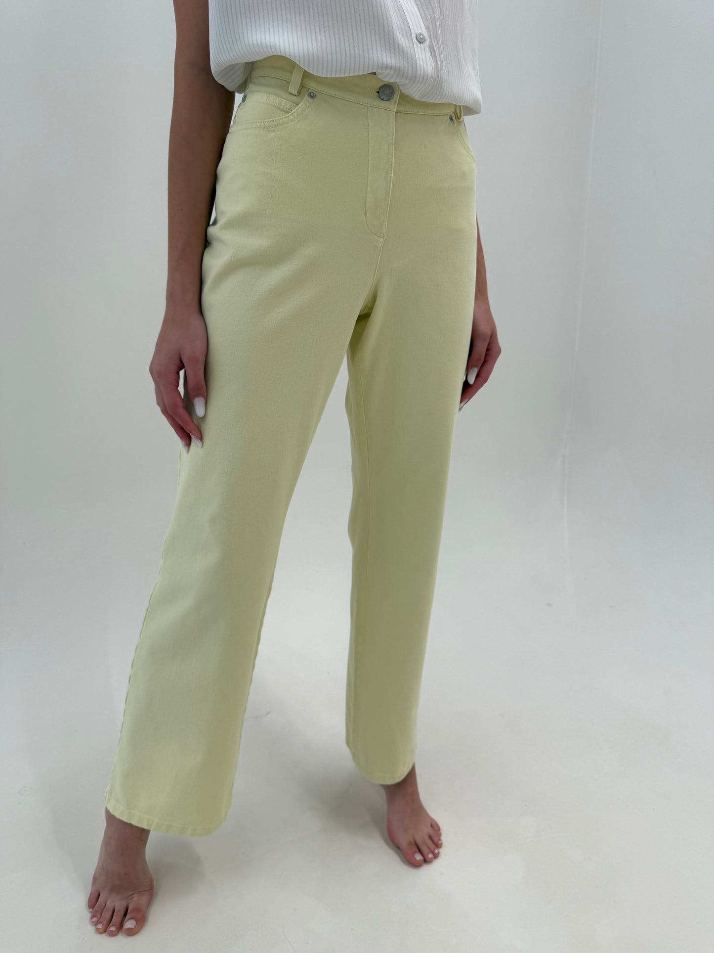 Pantaloni luxury Madeleine vanilla yellow ultra confort tall modeltori