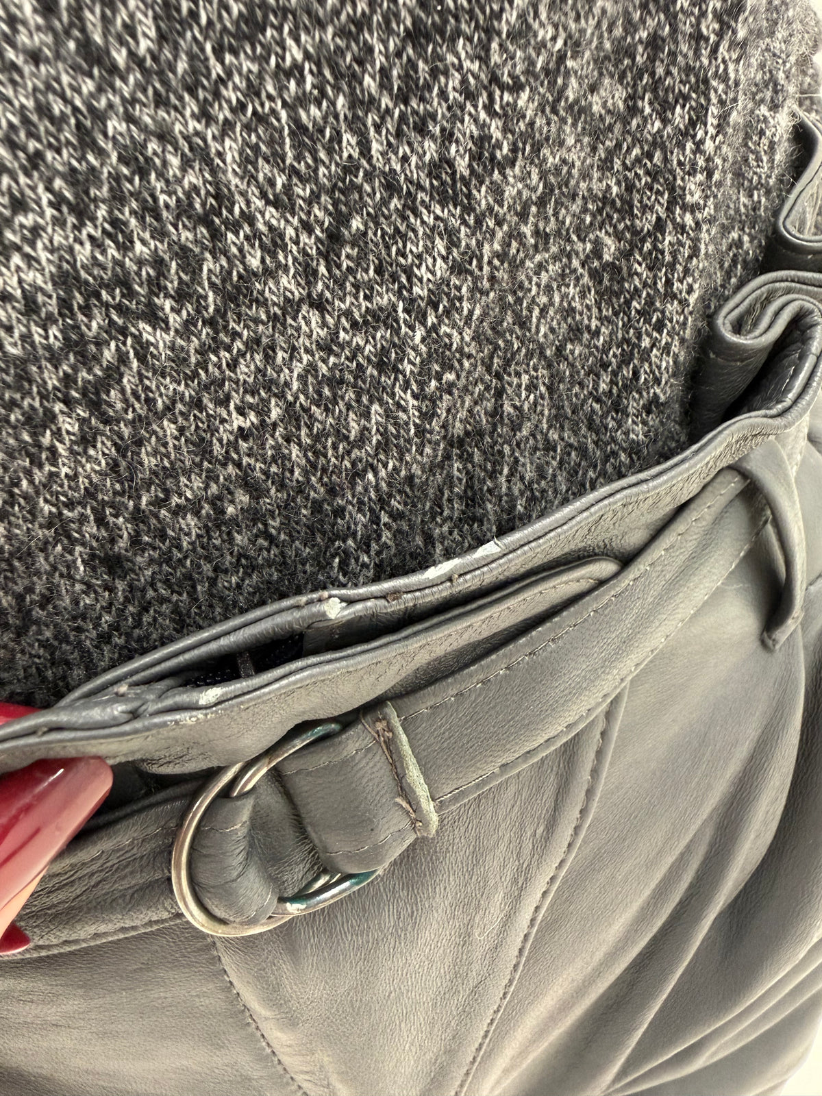 Pantaloni din piele naturală extra moale steel gray cu pense și talie ultra înaltă