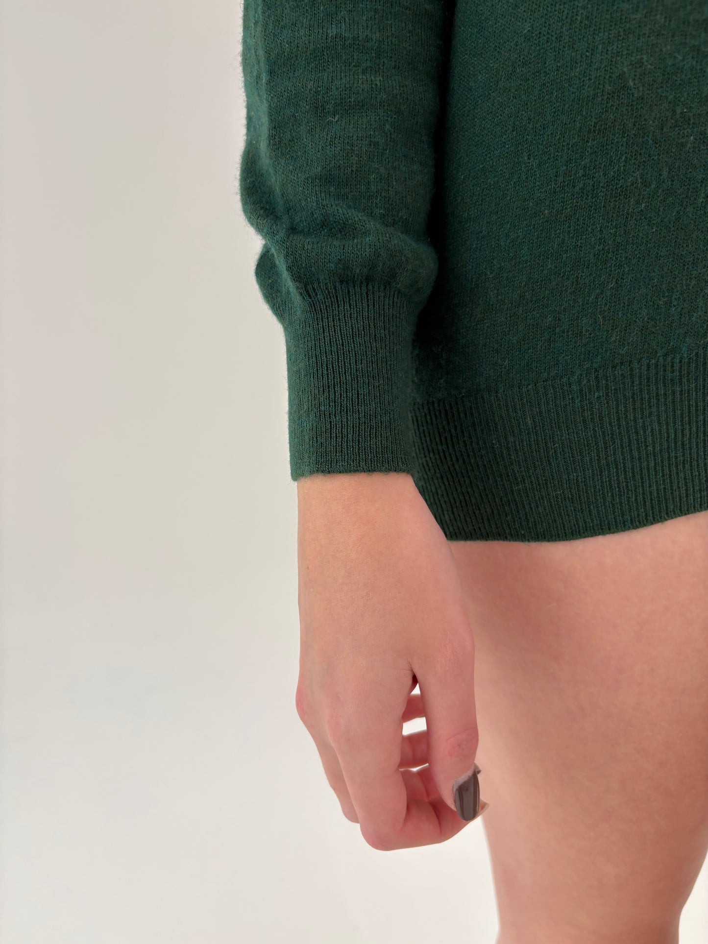 Pulover forest green din lana extrafina de gramaj mare