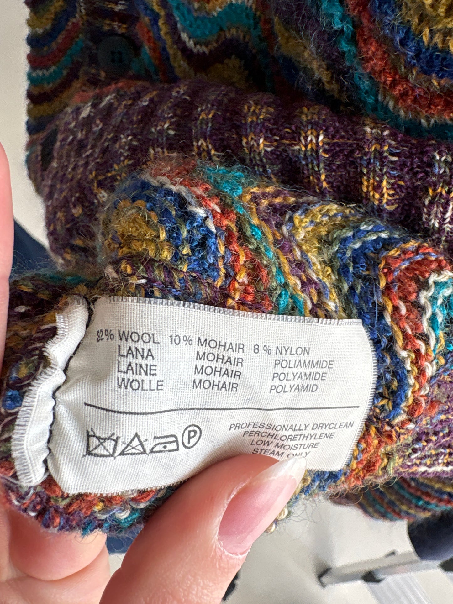 Cardigan Missoni vintage excepțional din jerse dantelat multicolor