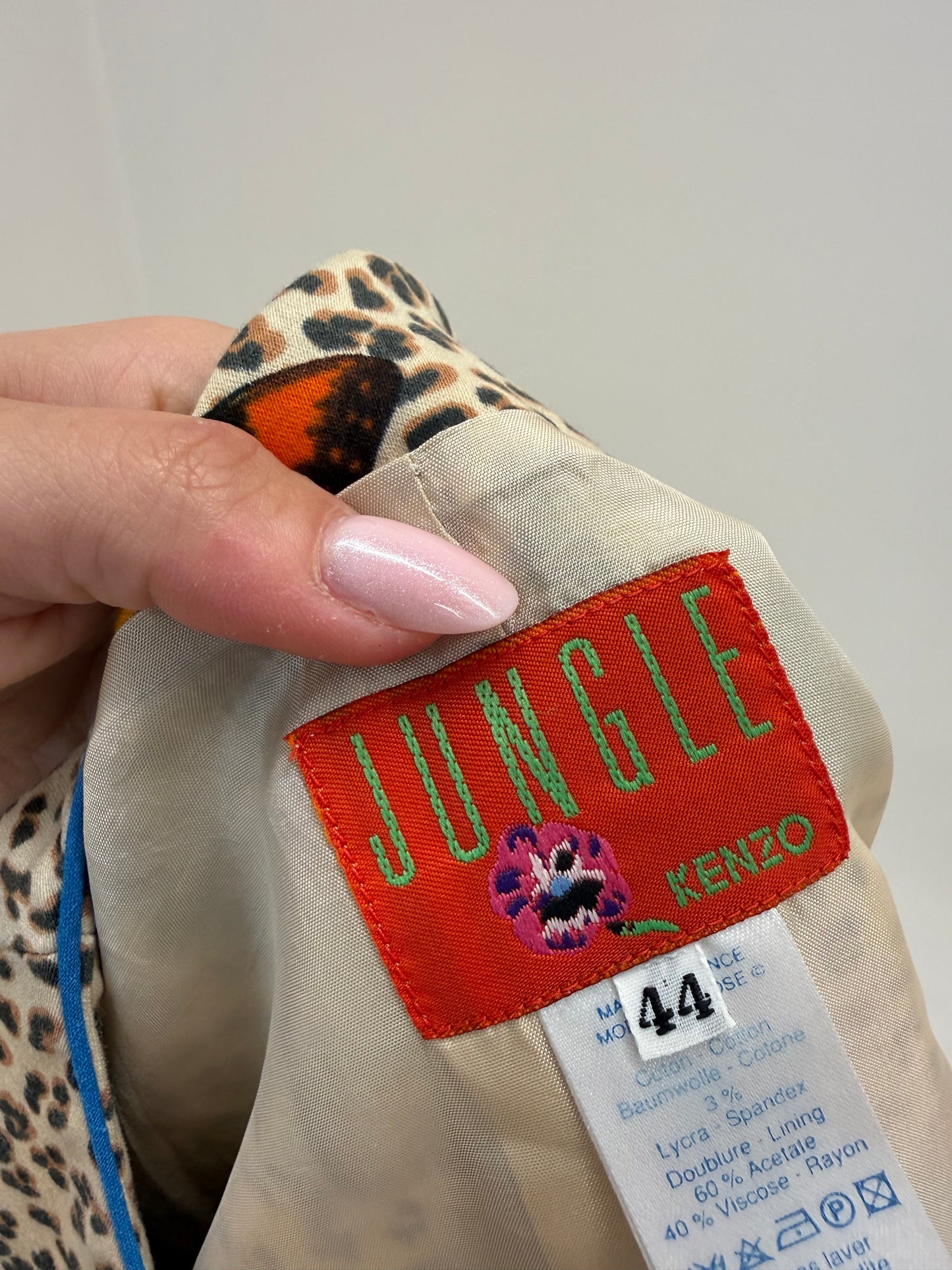 Sacou vintage luxury Kenzo cambrat camel cu print superb