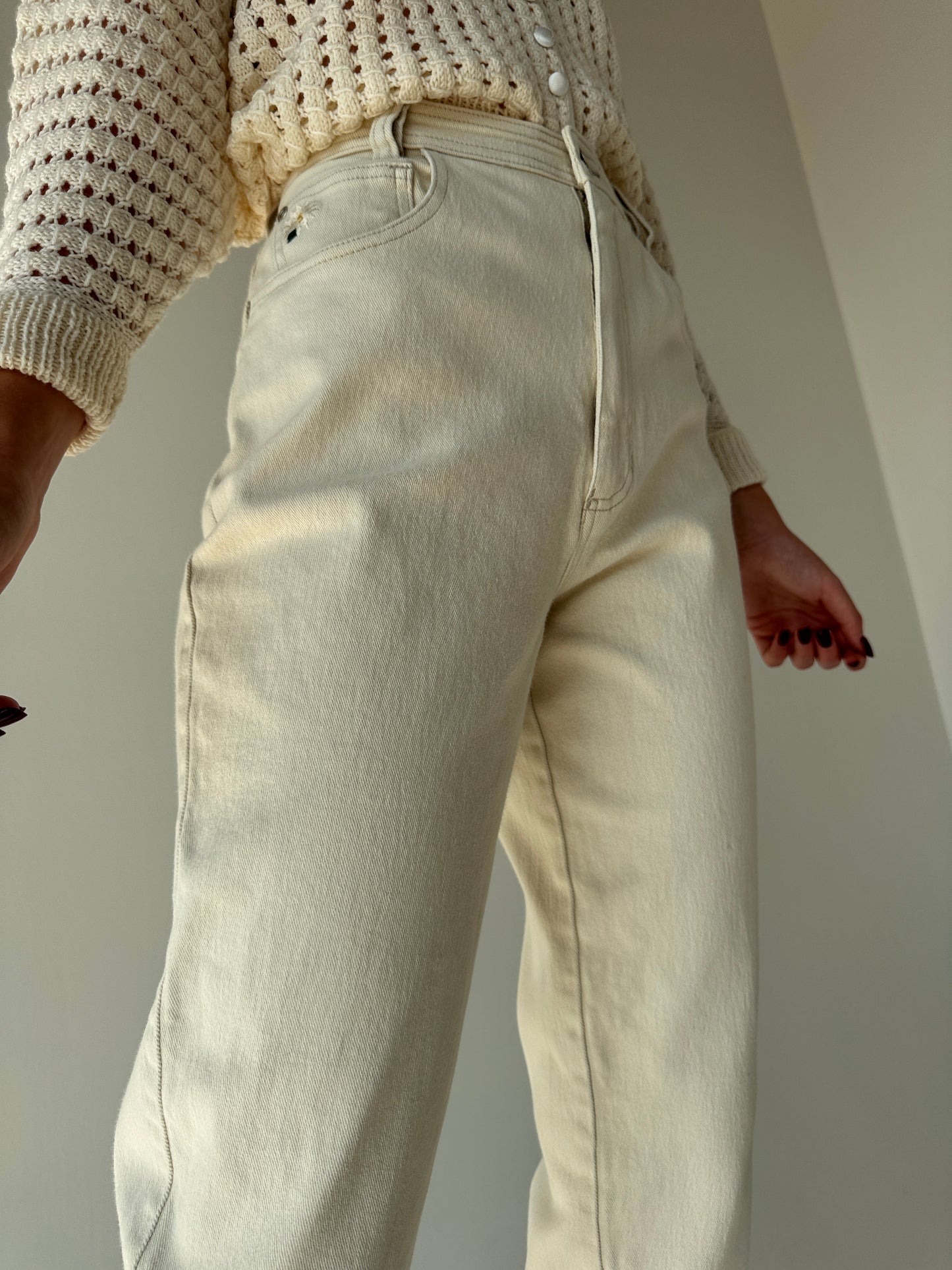 Jeans vintage modelator butter white  ultra confort mom fit